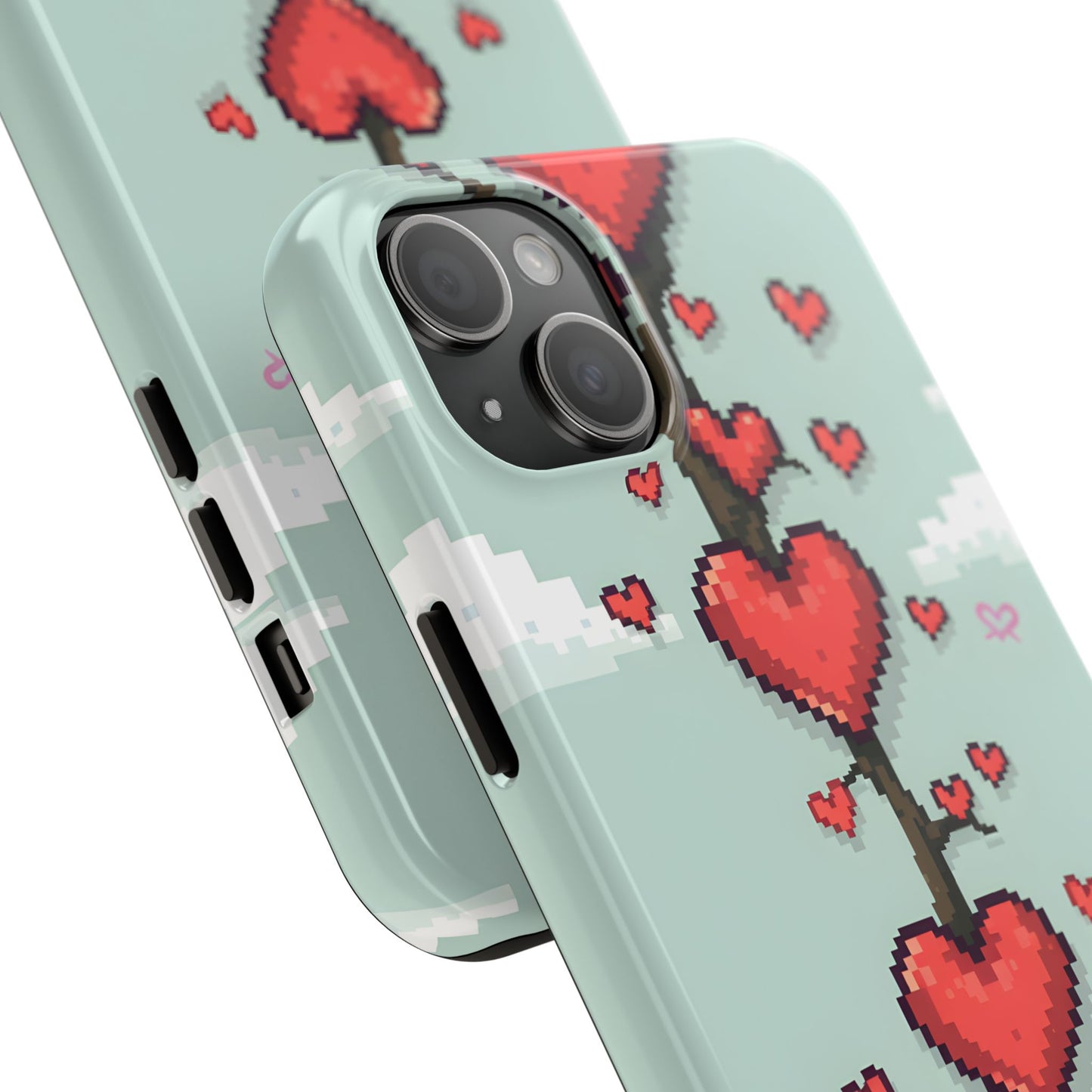 Pixelated Love Hearts Tree | Tough Phone Case - Cute Design - for iPhone