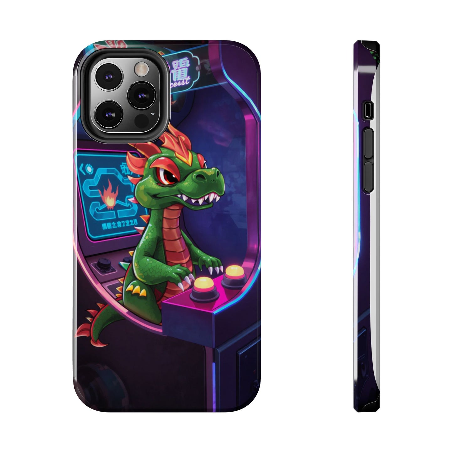 Retro Gamer Tough Phone Case with Dragon Design