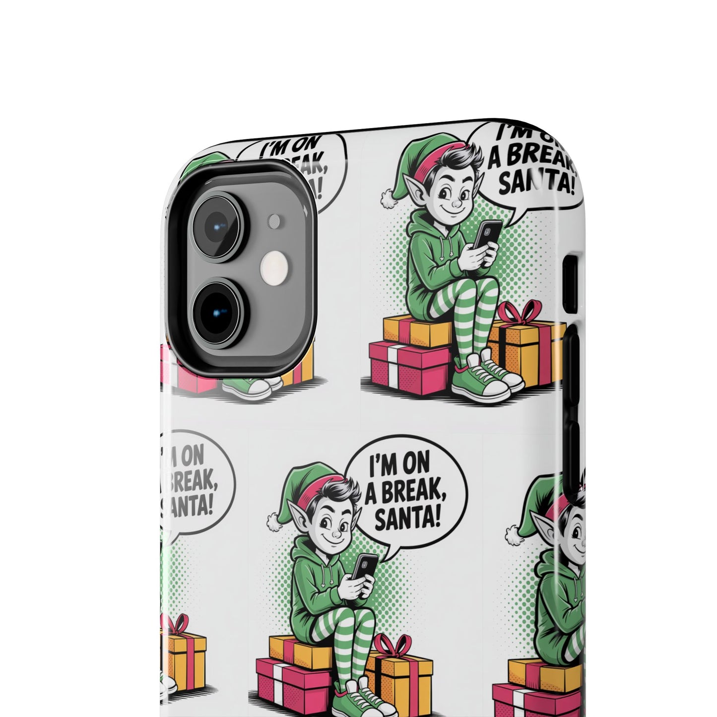 Christmas Elf Tough Phone Case - I'm on a Break, Santa Pattern!