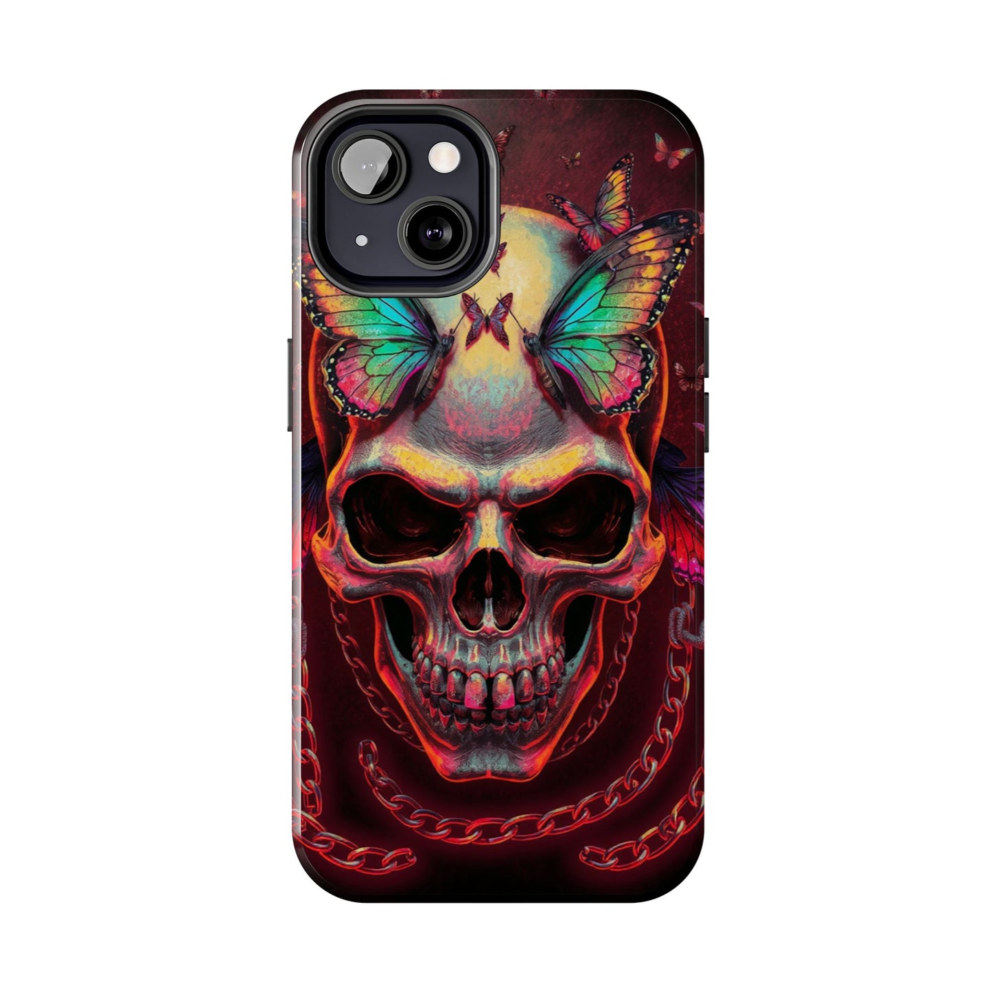 Gothic Skull Phone Case with Butterflies - Durable Tough Phone Case