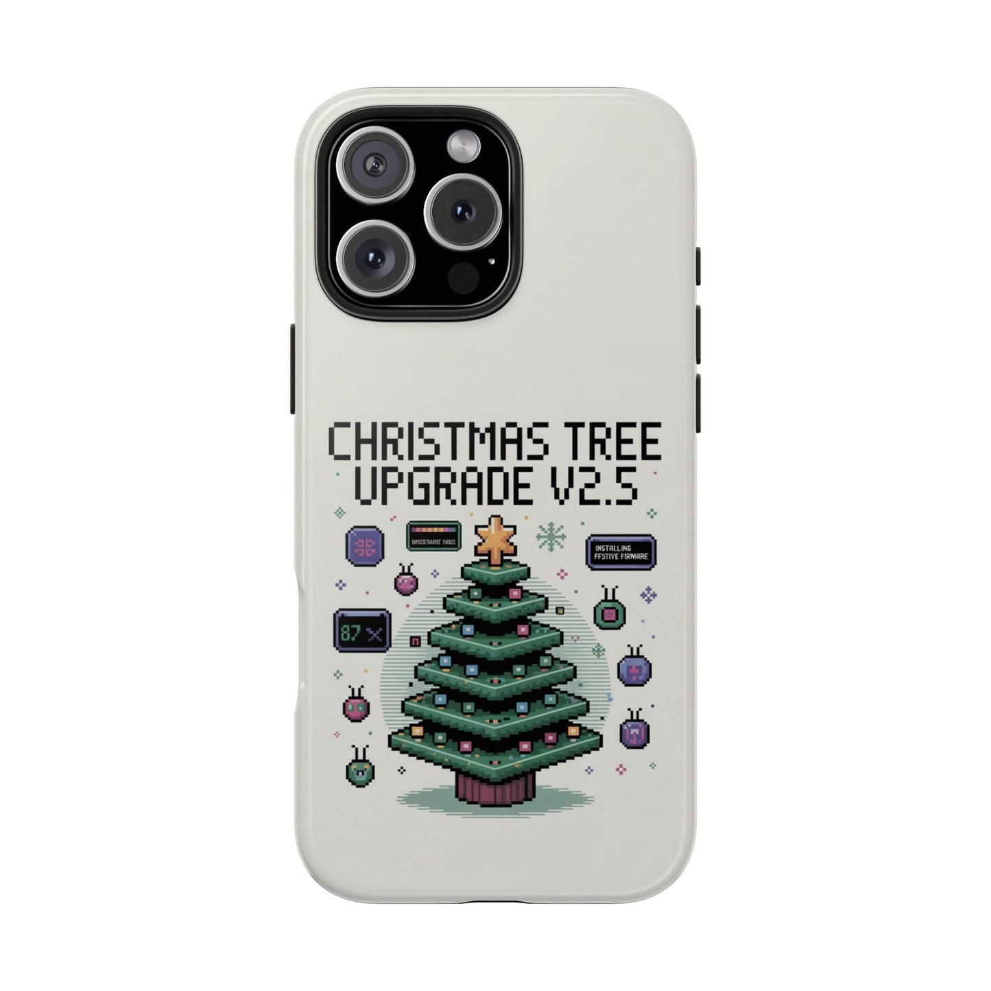 Christmas Tree Upgrade Tough iPhone Case - Pixel Art Design
