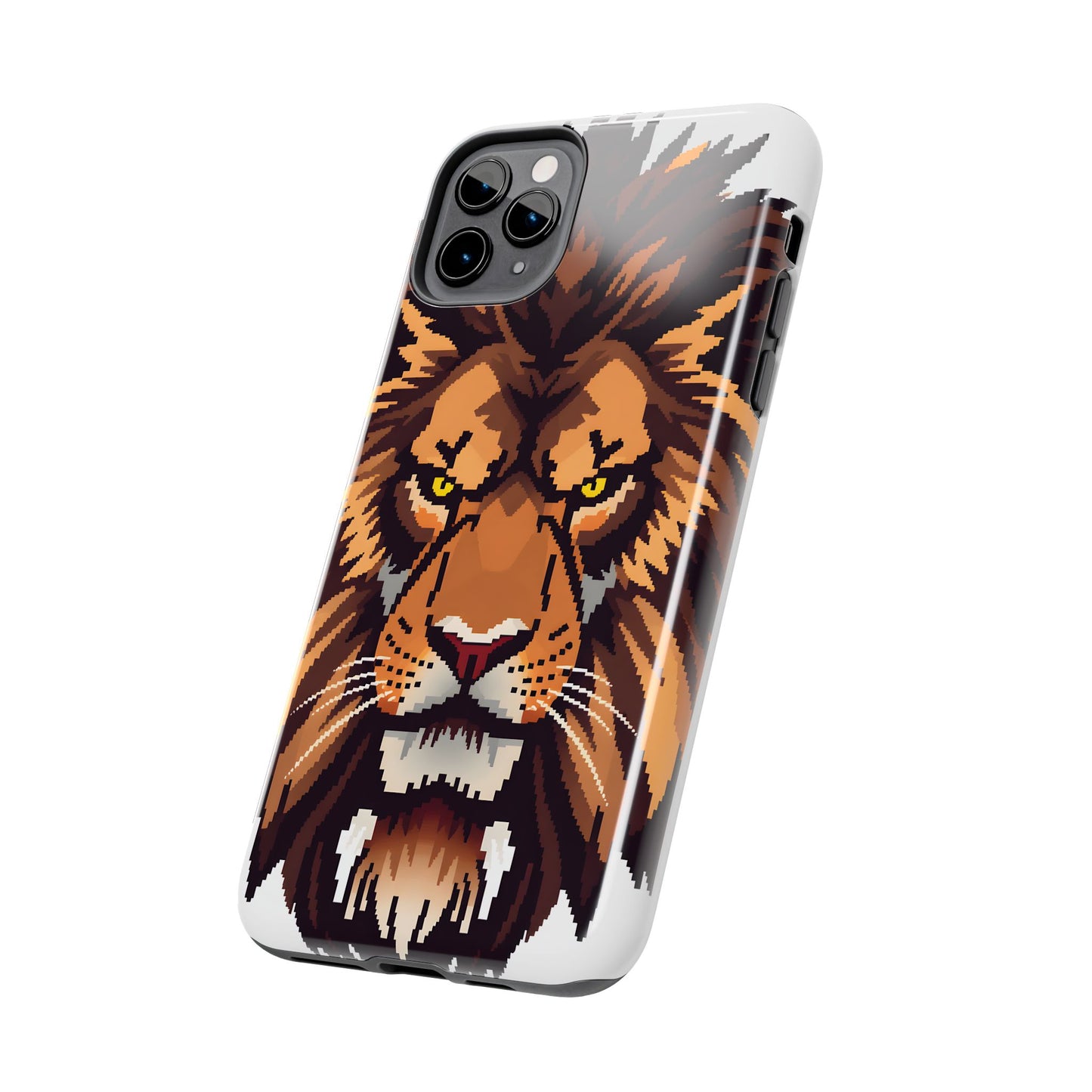 Fierce Pixelated Lion Tough Phone Case - Durable Design for Animal Lovers - for iPhone