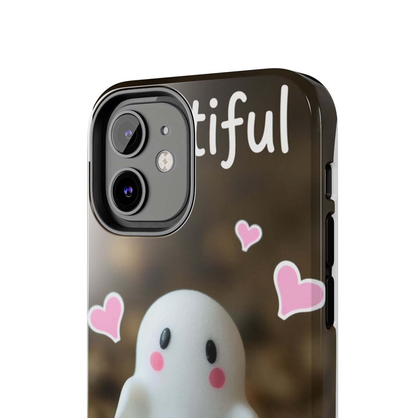 Cute Ghost Tough Phone Case - Beautiful Design with Heart Accents
