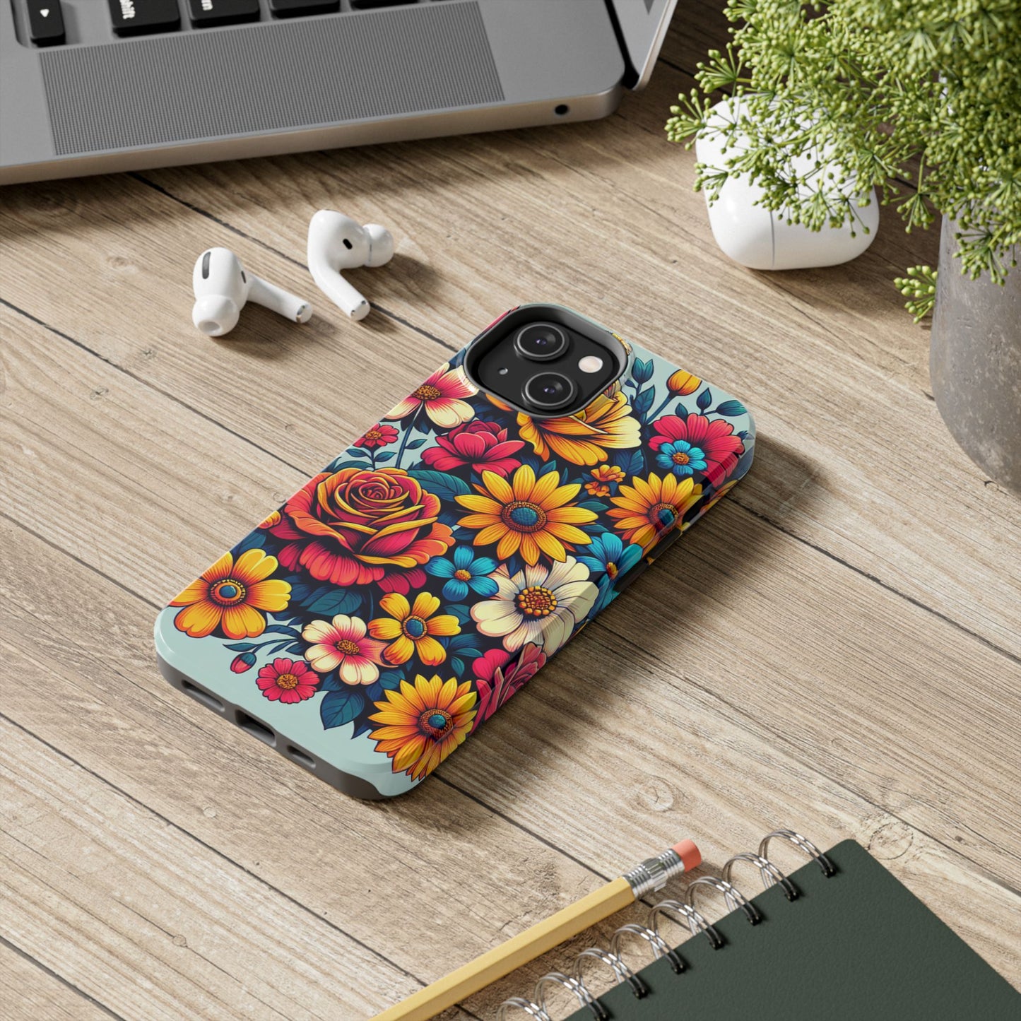 Vibrant Floral Tough Phone Case - Colorful Flower Design - for iPhone