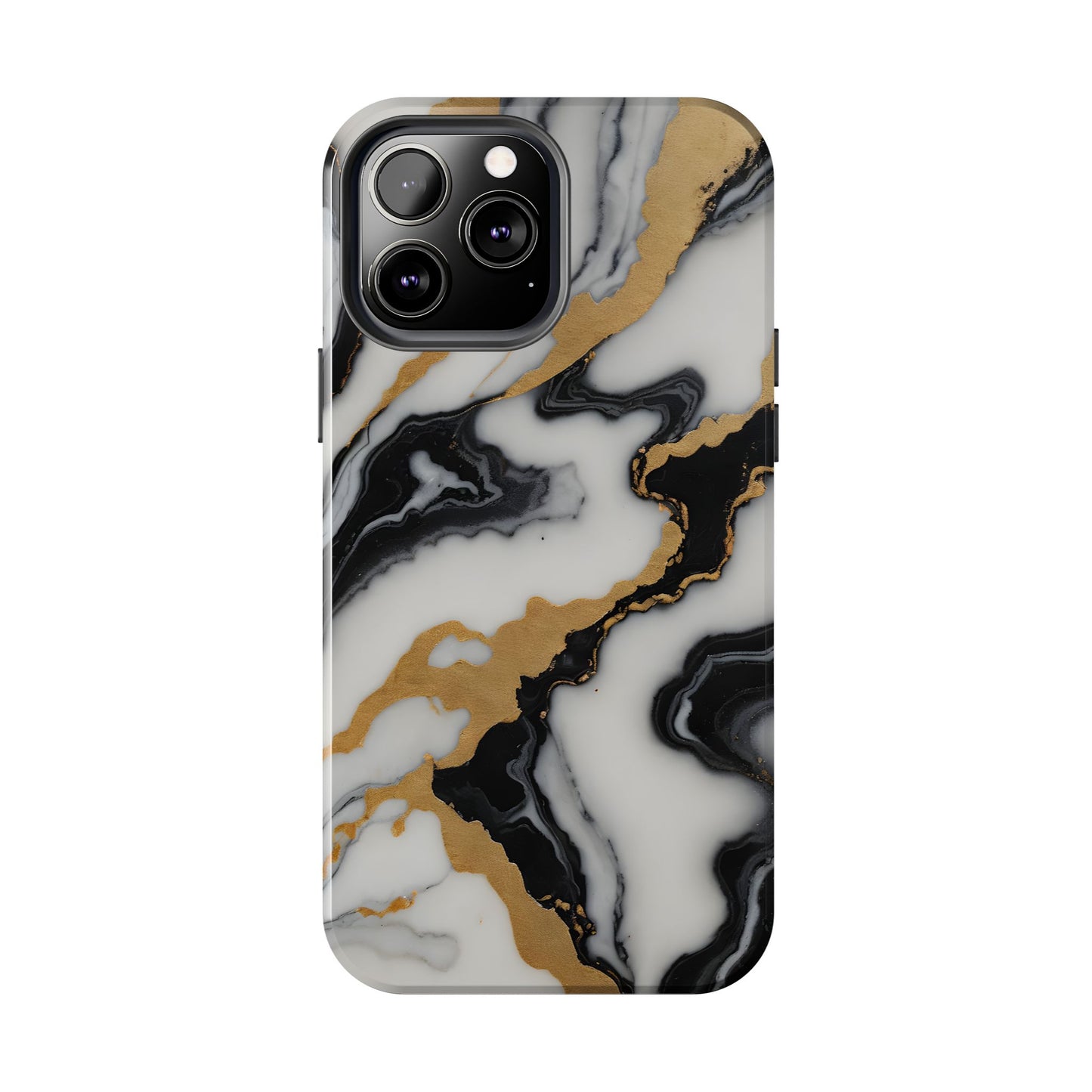Elegant Gold Marble Tough Phone Case - Stylish Protection for Your iPhone