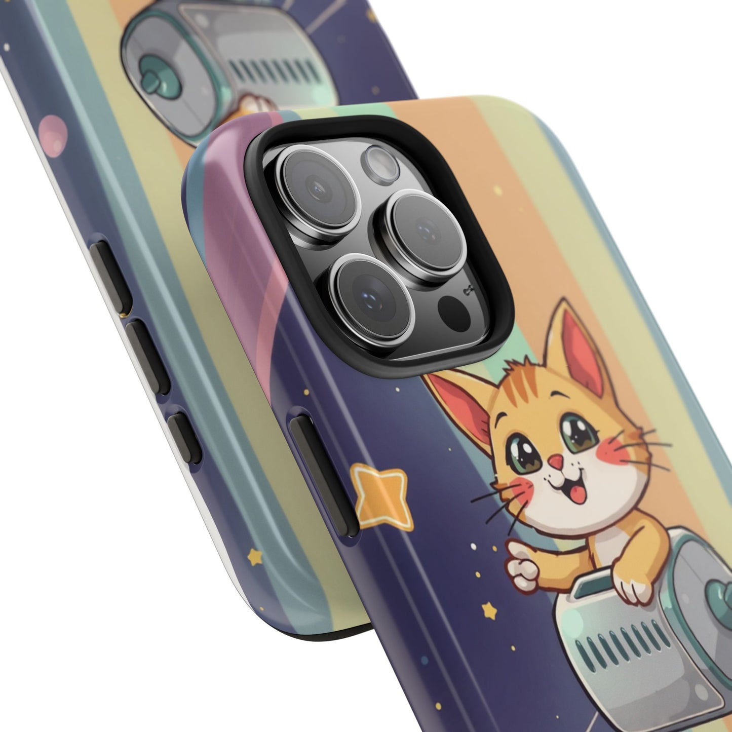 Cute Cat Rocket Phone Case - Vibrant and Playful Tough Case