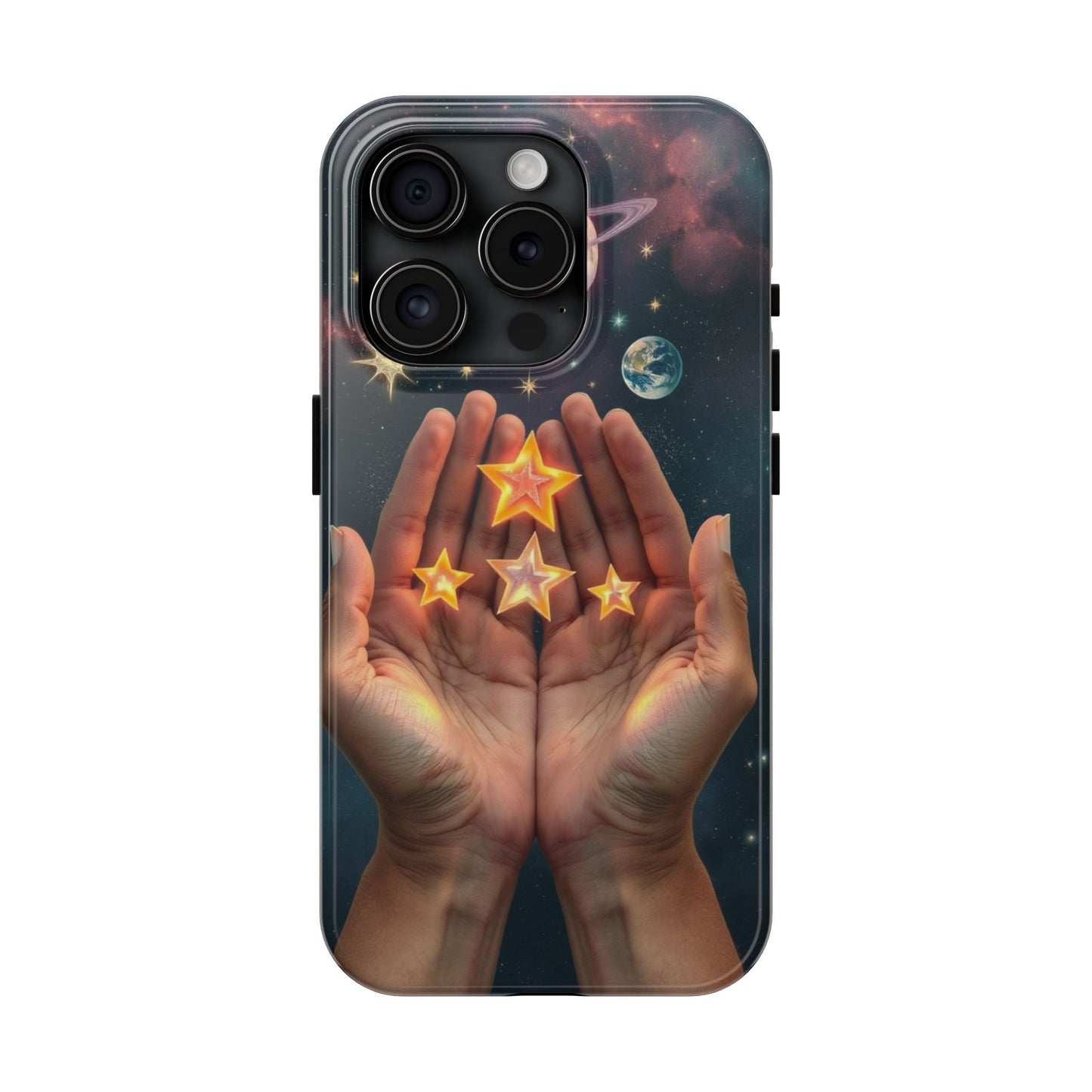 Galaxy Hands Tough Phone Case - Celestial Design for Star Lovers