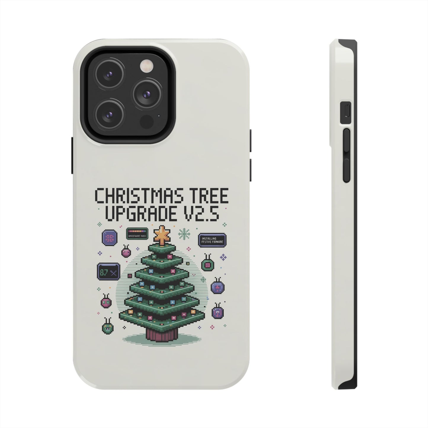 Christmas Tree Upgrade Tough iPhone Case - Pixel Art Design