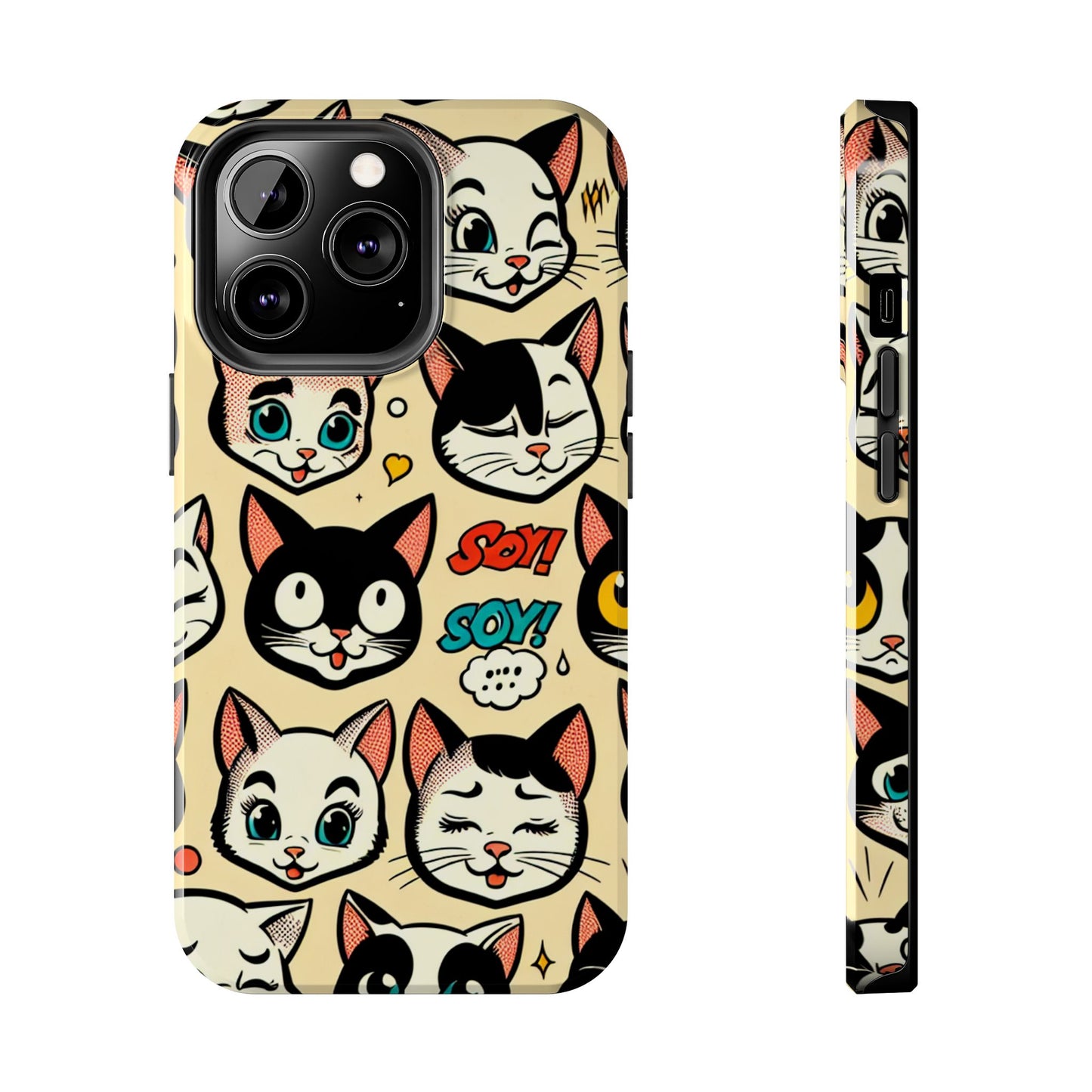 Playful Cat-Themed Tough Phone Case - Pet Pattern - for iPhone