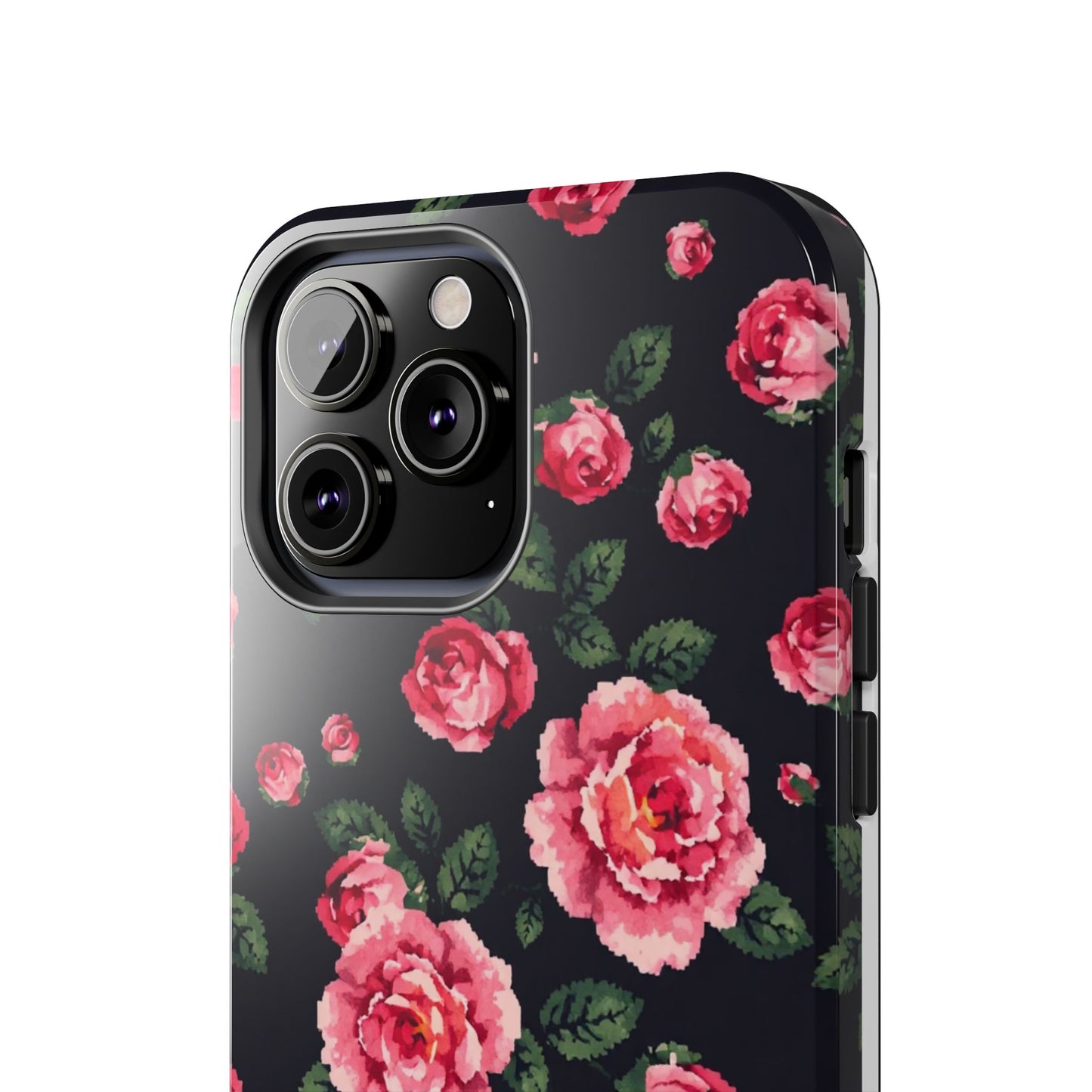 Pixelated Floral Tough Phone Case - Elegant Rose Design for Protection & Style - for iPhone