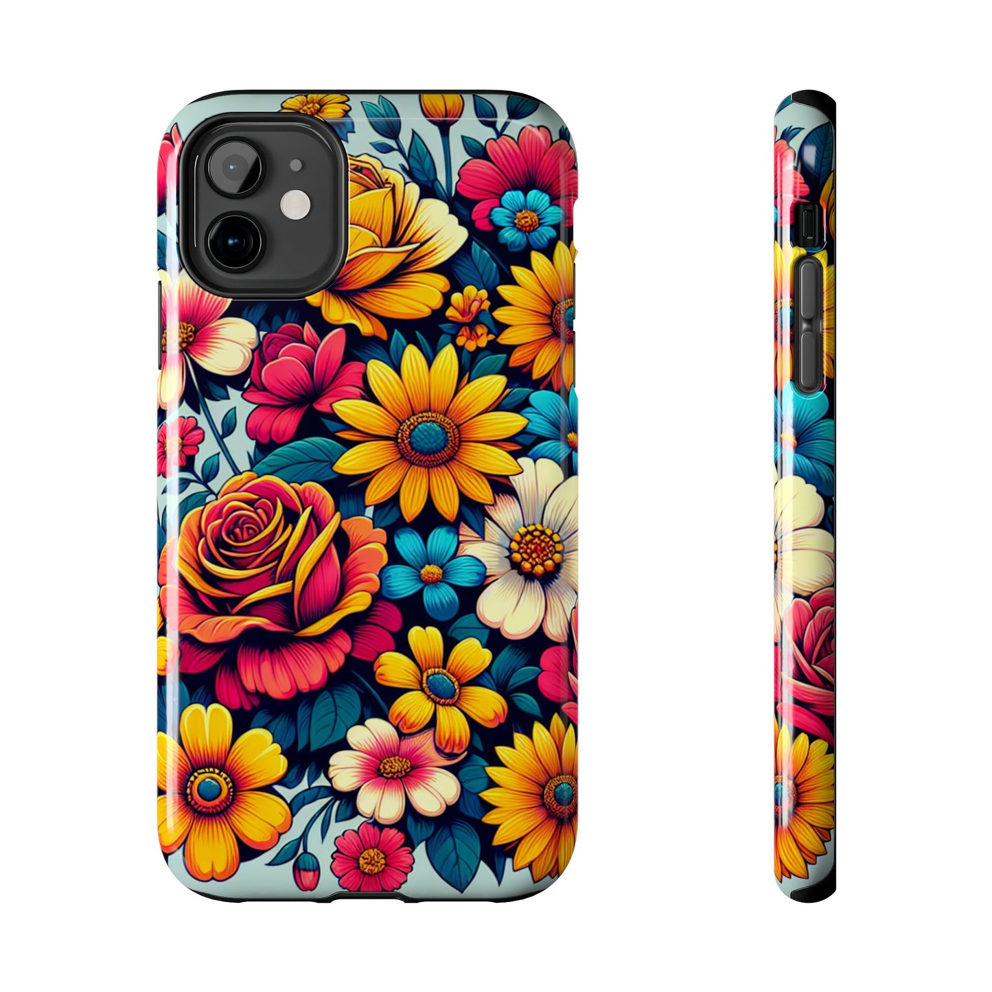 Vibrant Floral Tough Phone Case - Colorful Flower Design - for iPhone