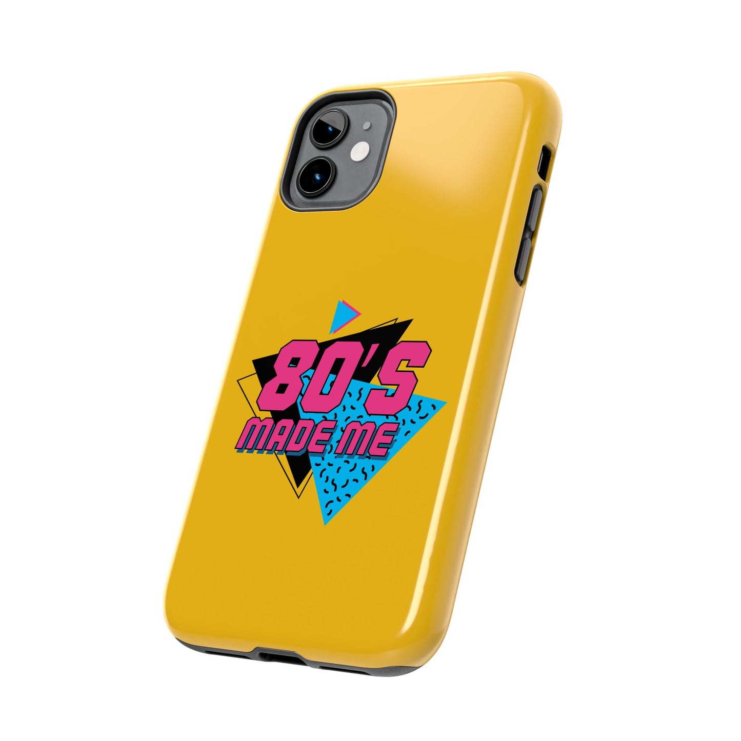 80's Made Me Tough Phone Case - Retro Yellow Silicone Cover - for iPhone