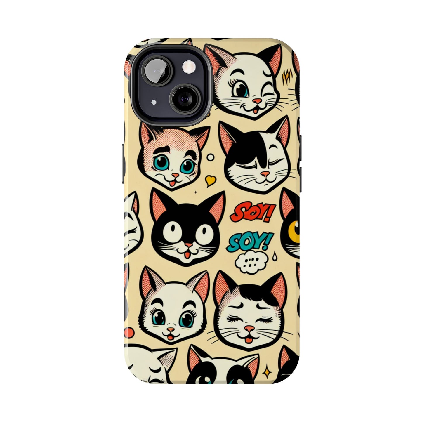 Playful Cat-Themed Tough Phone Case - Pet Pattern - for iPhone