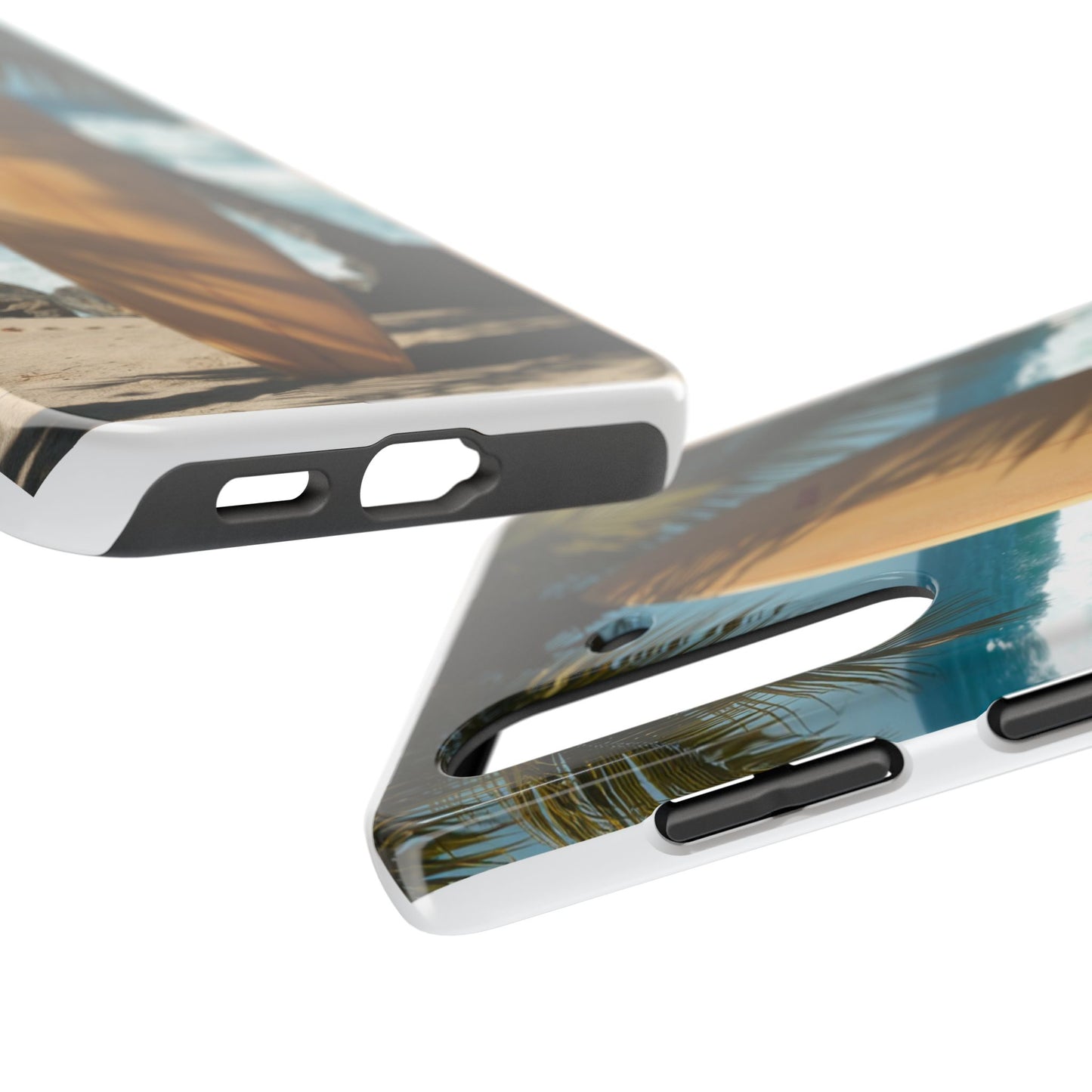 Tough Surfing Phone Case - Beach Vibes with Palm Trees & Surfboard