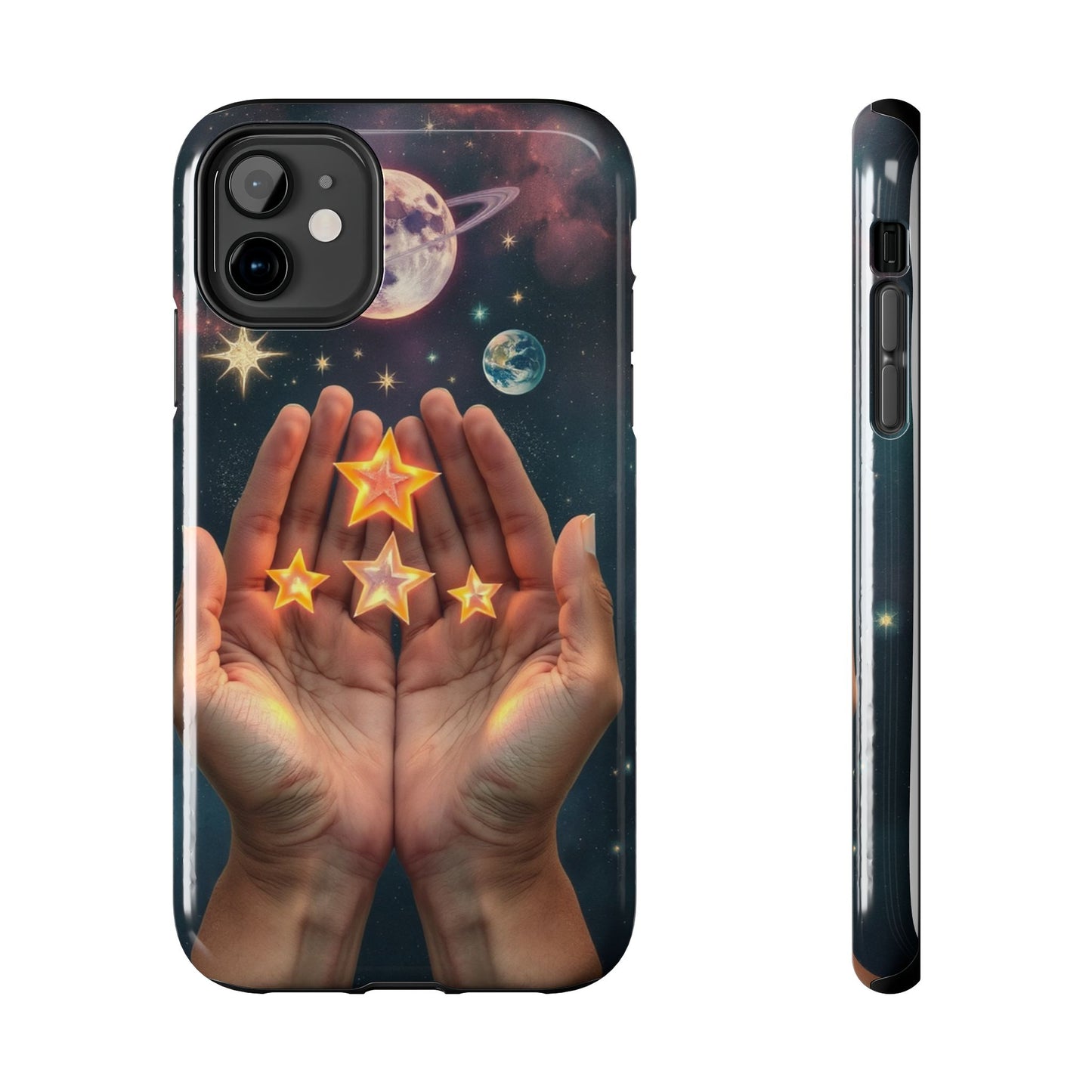 Galaxy Hands Tough Phone Case - Celestial Design for Star Lovers