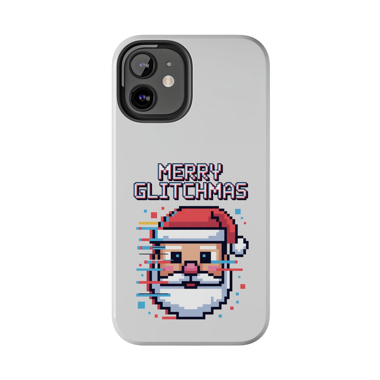 Merry Glitchmas Phone Case - Christmas Pixel Art Design for iPhone