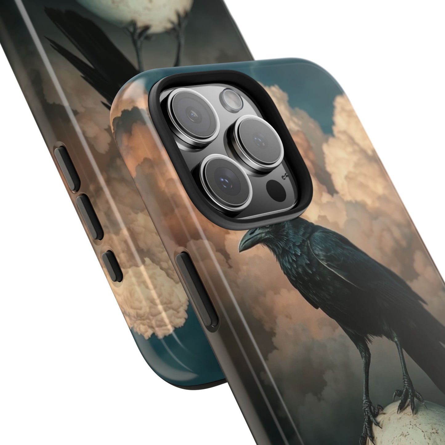 Gothic Raven Skull Tough Phone Case - Unique Protective Cover for Halloween Lovers