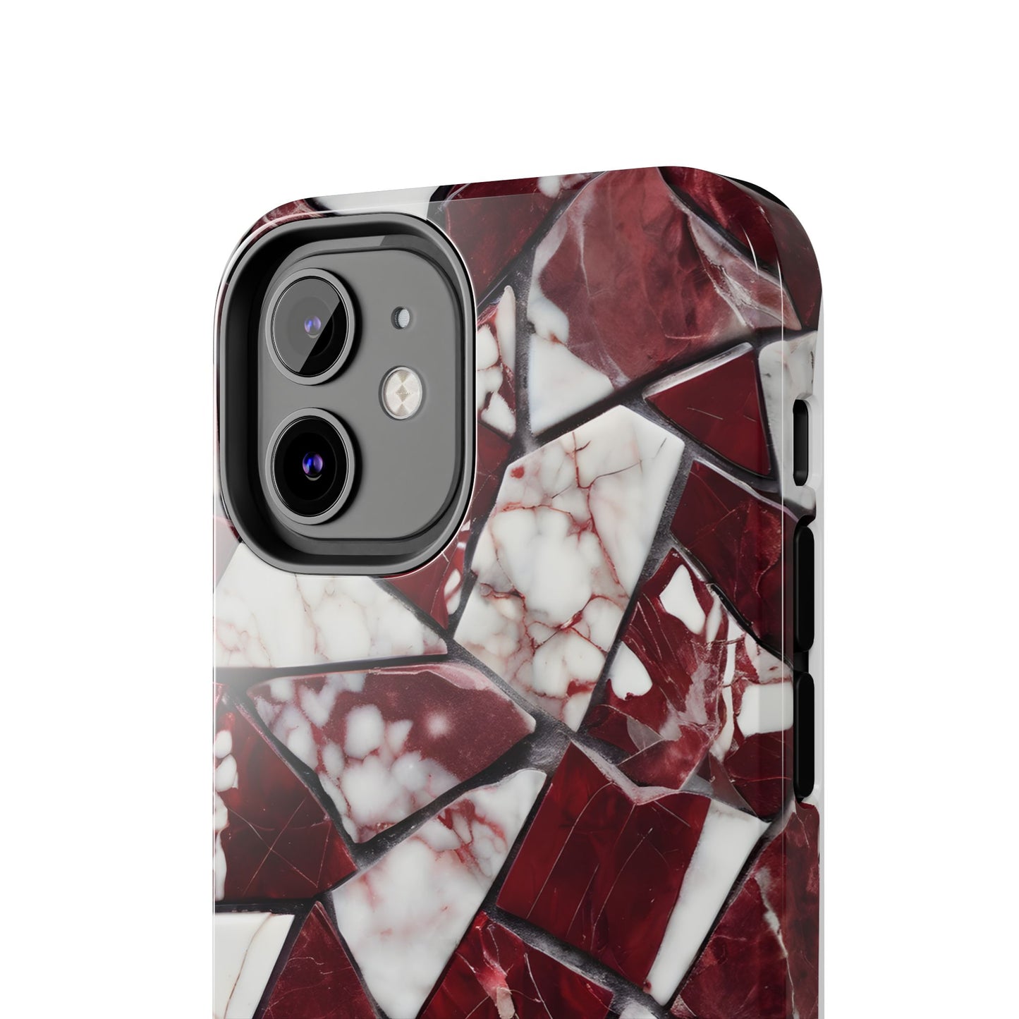 Shattered Dark Red Marble Pattern Tough Phone Case - Durable & Stylish Protection for iPhone