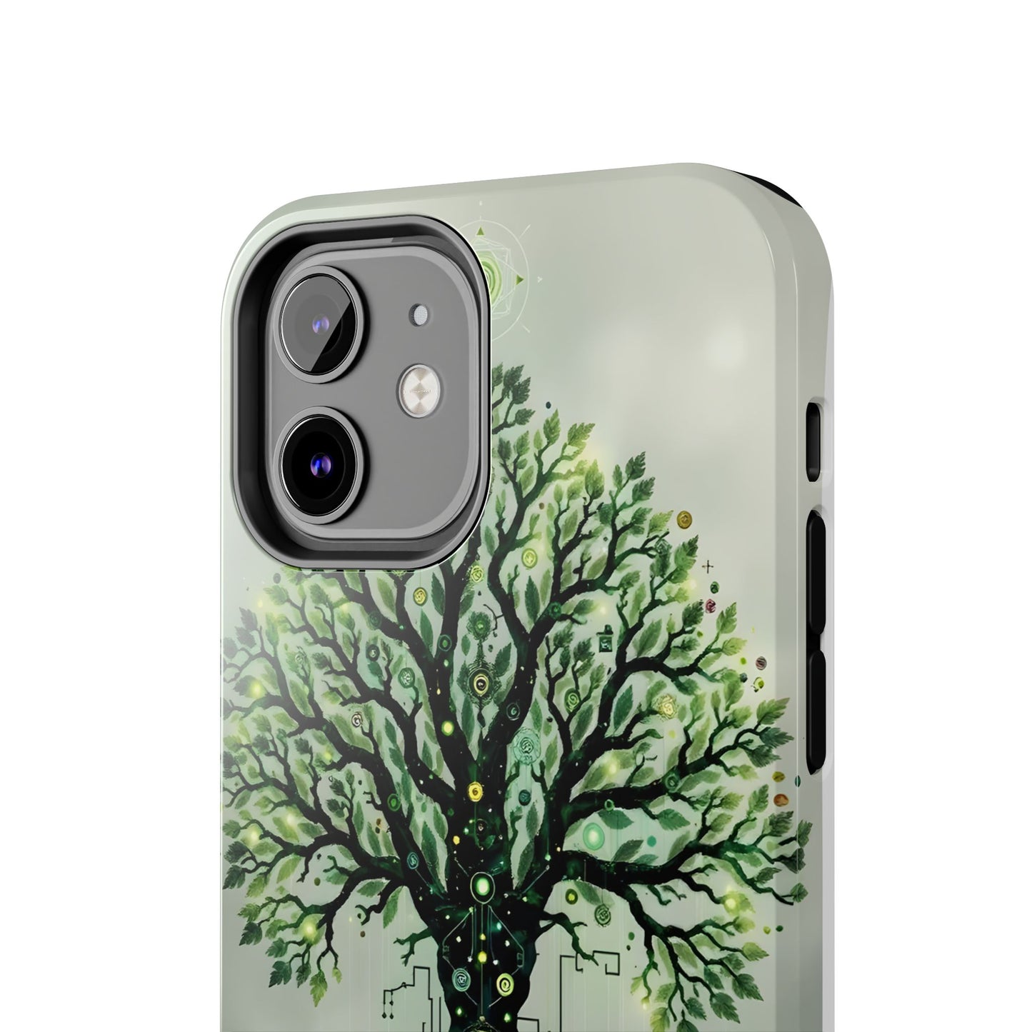 Nature-Inspired Tough Phone Case with Tech Tree Design - for iPhone