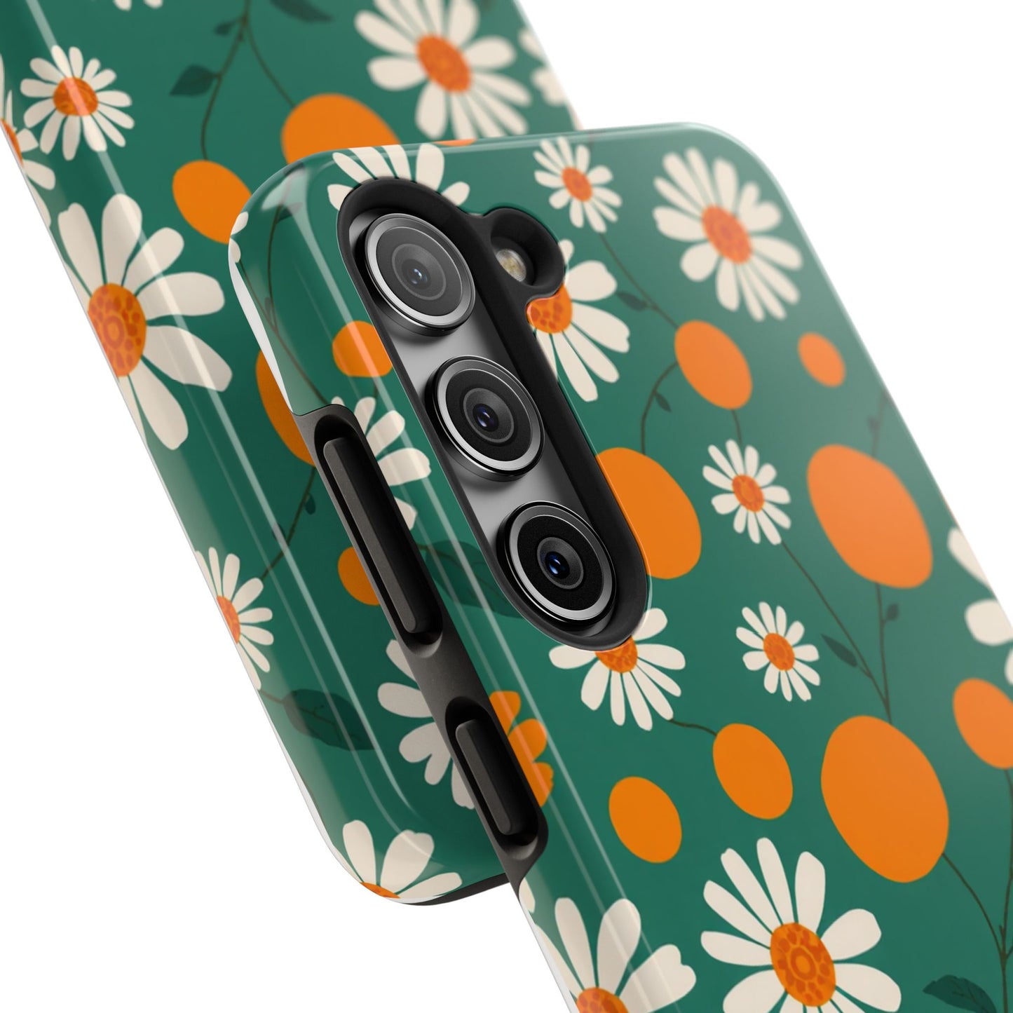 Floral Tough Phone Case - Daisy & Orange Design