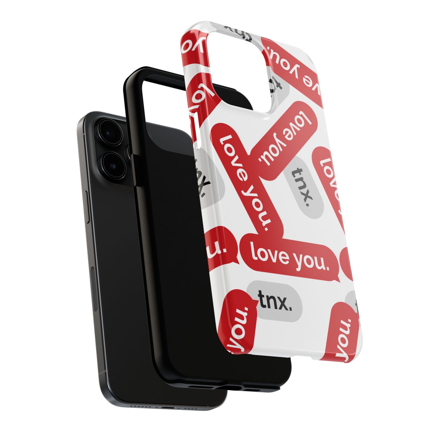 Love You&Tnx Tough Phone Case - Stylish and Protective for iPhone