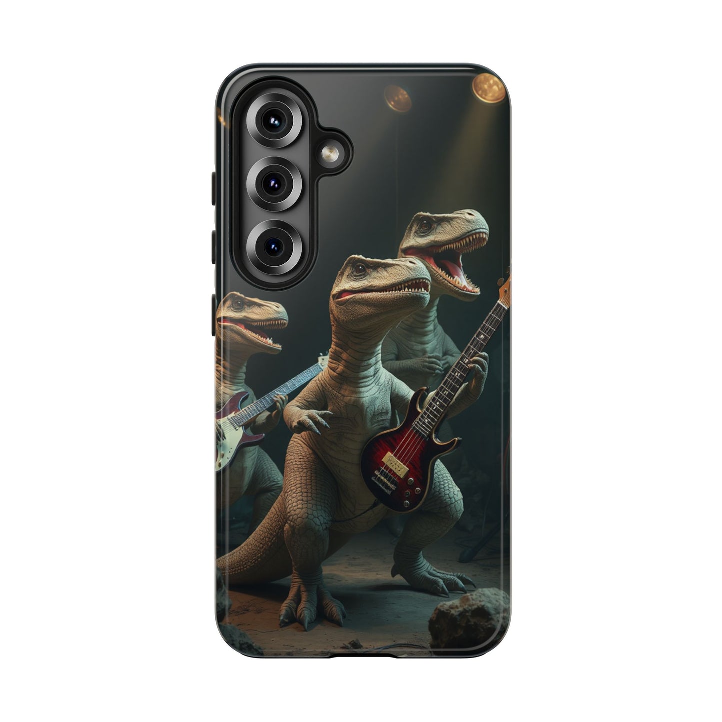 Rockin' Dinosaur Tough Phone Cases - Perfect for Music Lovers and Kids!