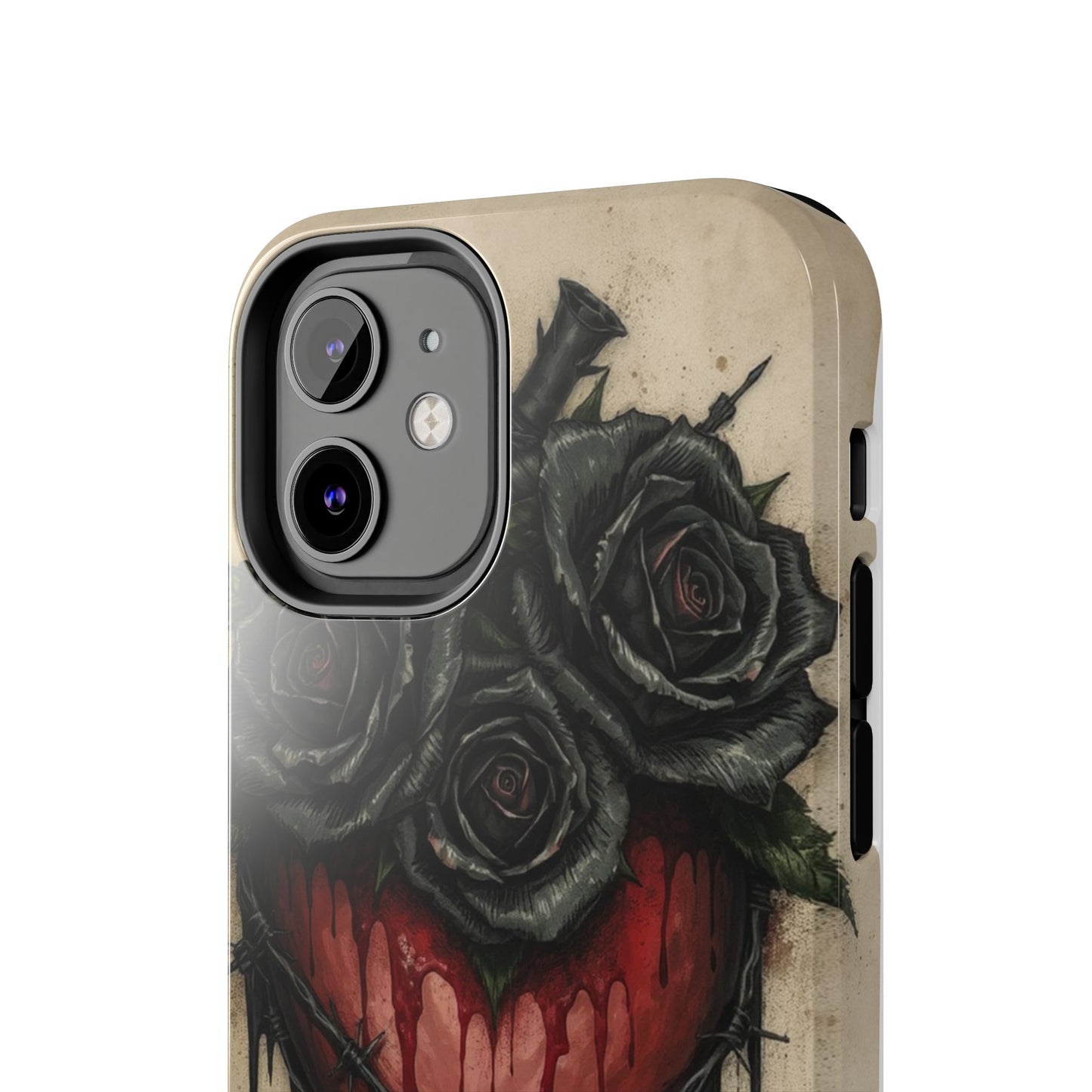Gothic Heart Phone Case with Roses - Tough & Durable Design