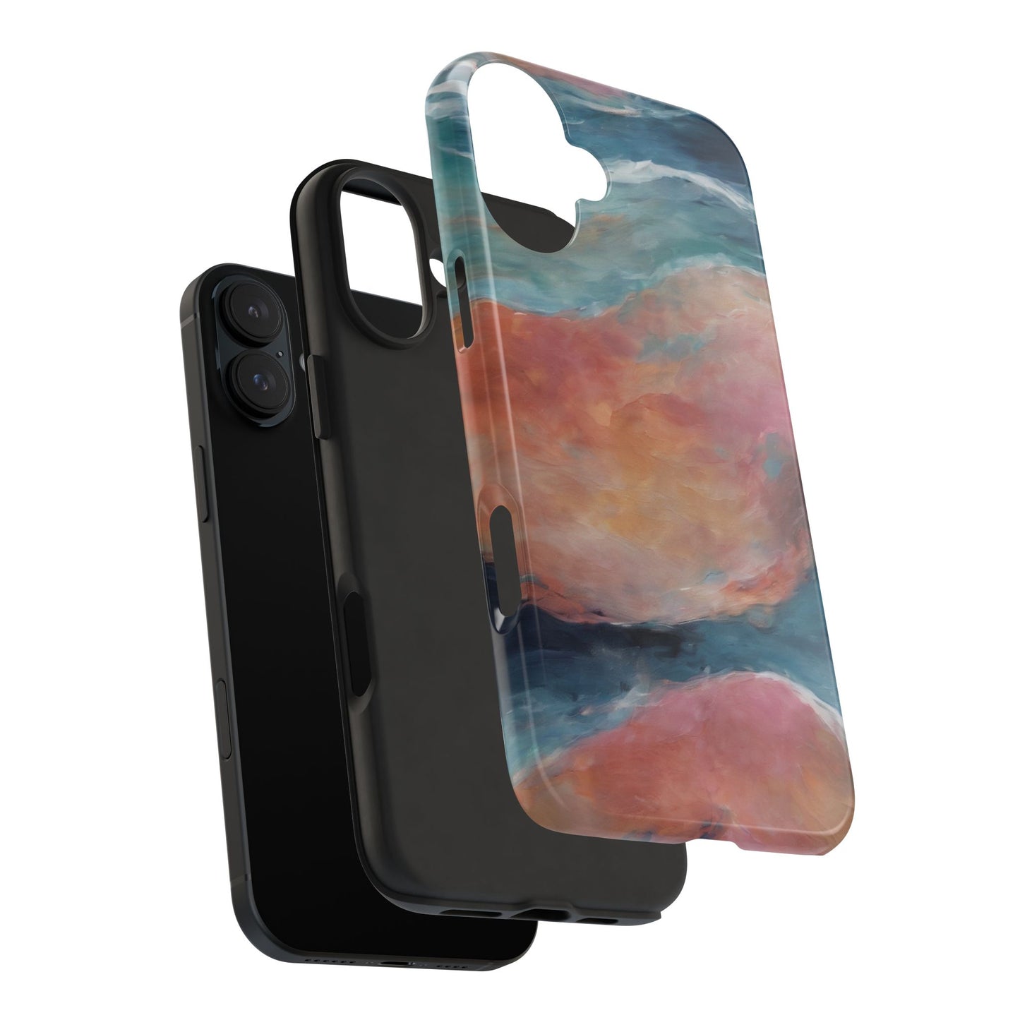 Artistic Painted Sea Tough Phone Case - Abstract Waves Design - for iPhone