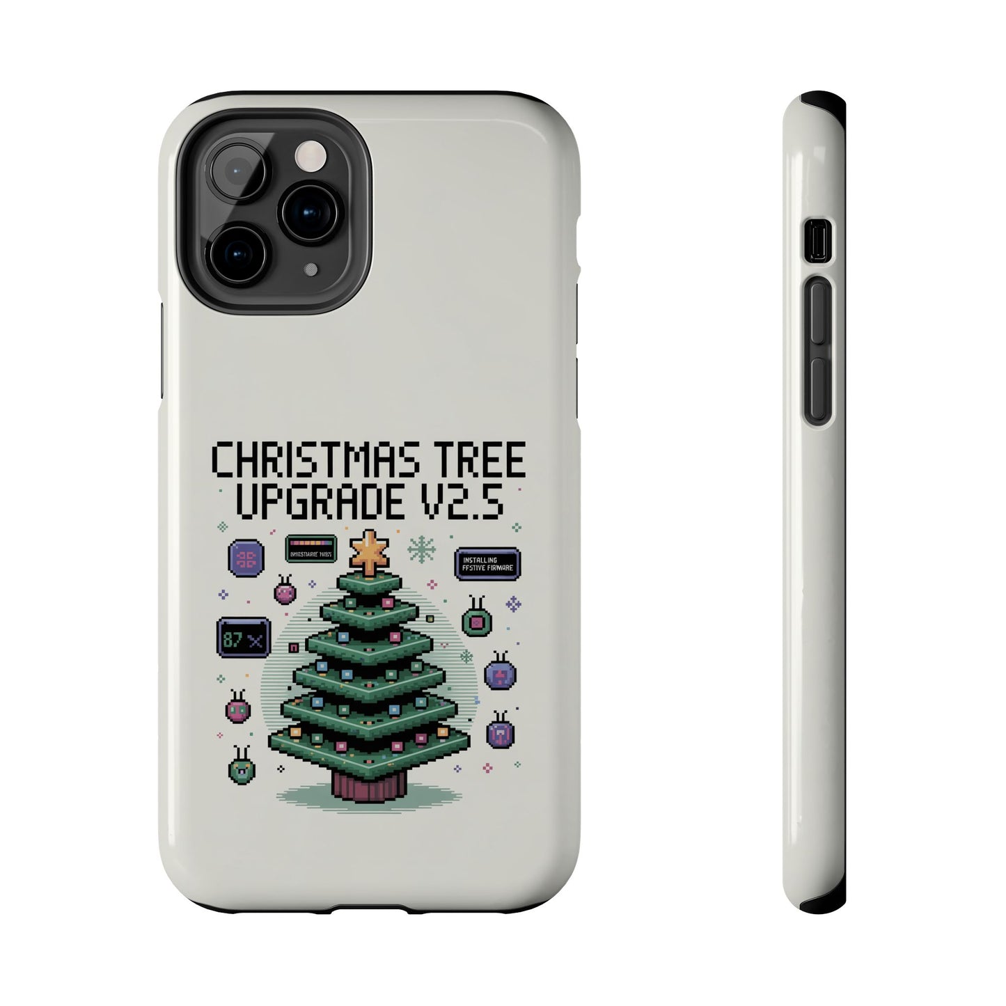 Christmas Tree Upgrade Tough iPhone Case - Pixel Art Design