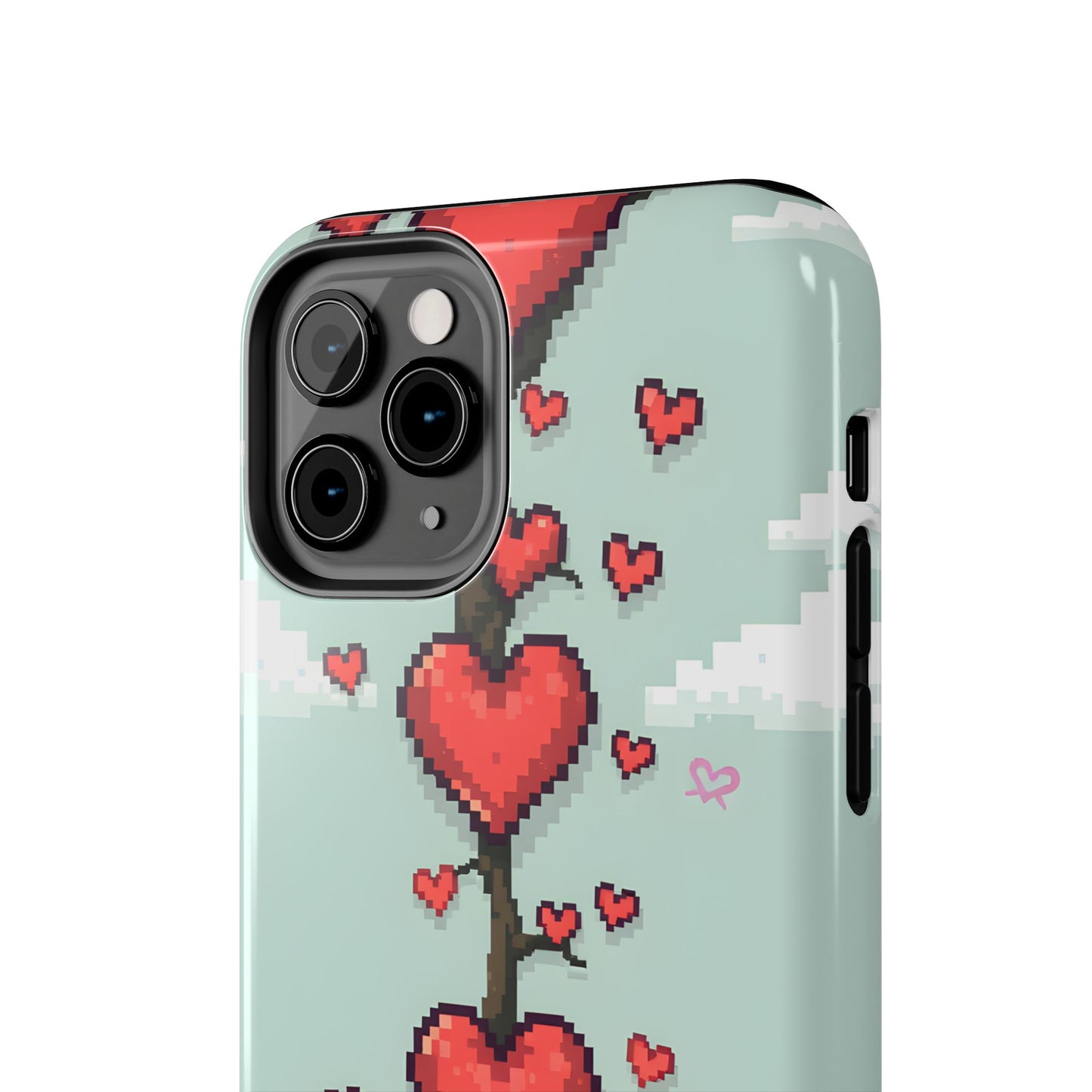 Pixelated Love Hearts Tree | Tough Phone Case - Cute Design - for iPhone