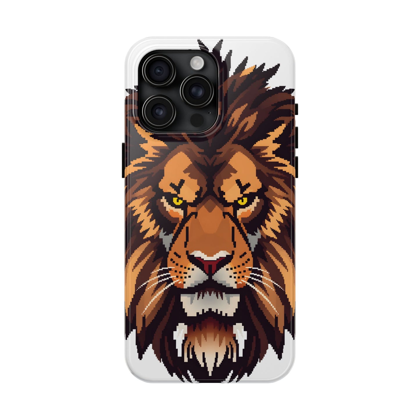 Fierce Pixelated Lion Tough Phone Case - Durable Design for Animal Lovers - for iPhone