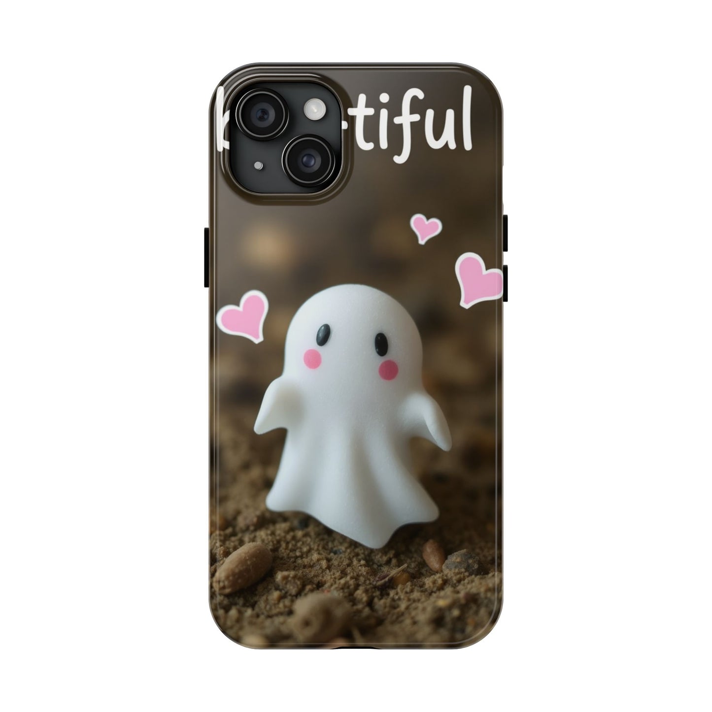 Cute Ghost Tough Phone Case - Beautiful Design with Heart Accents