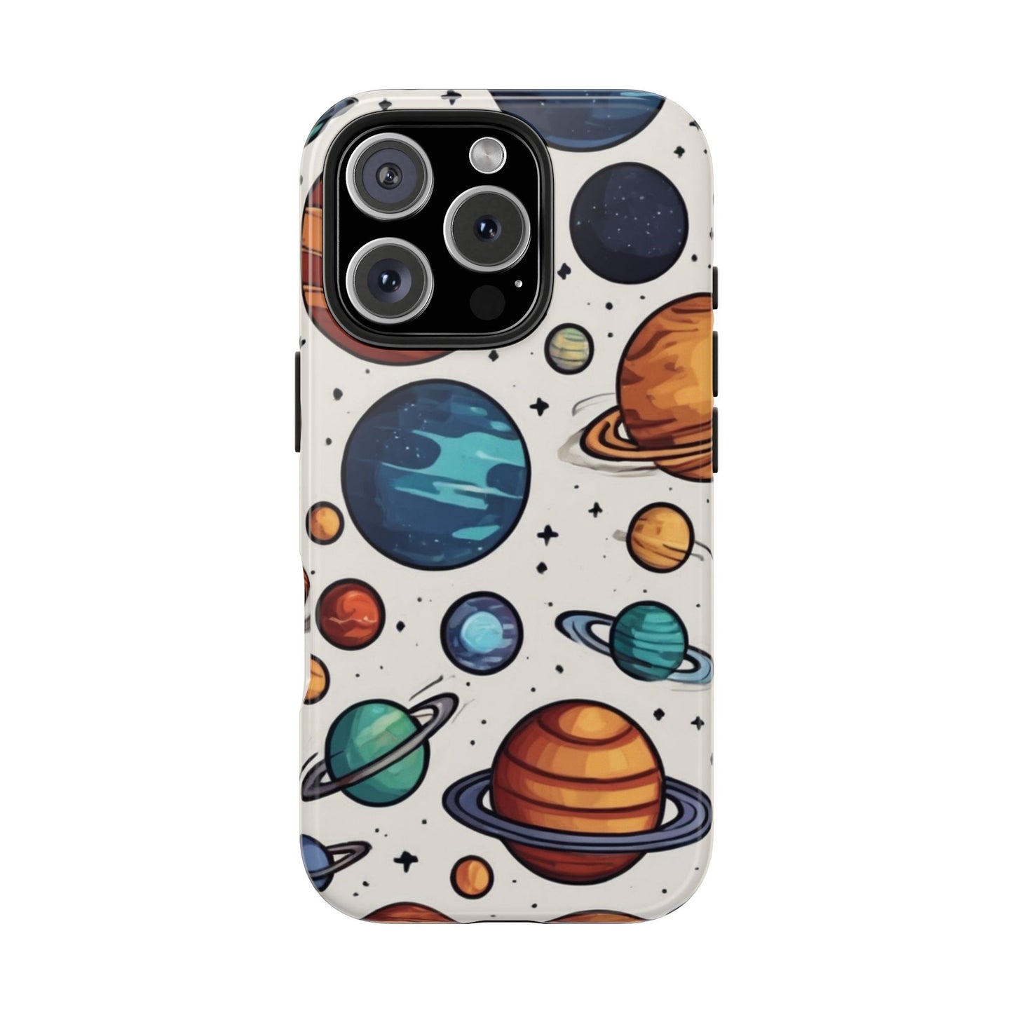 Cosmic Galaxy Tough Phone Case - Planetary Cartoon Design - for iPhone