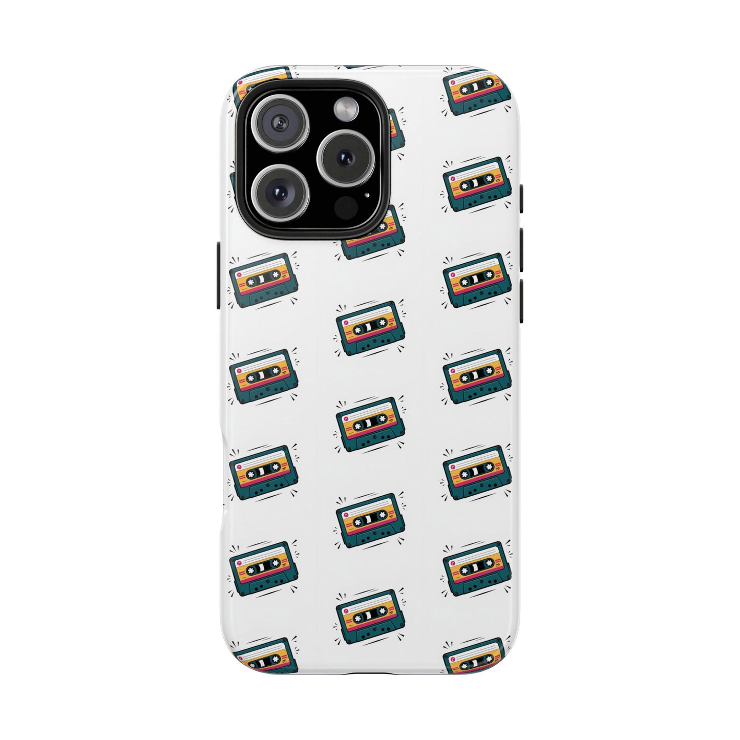 Retro Cassette Tape Phone Case Pattern - White