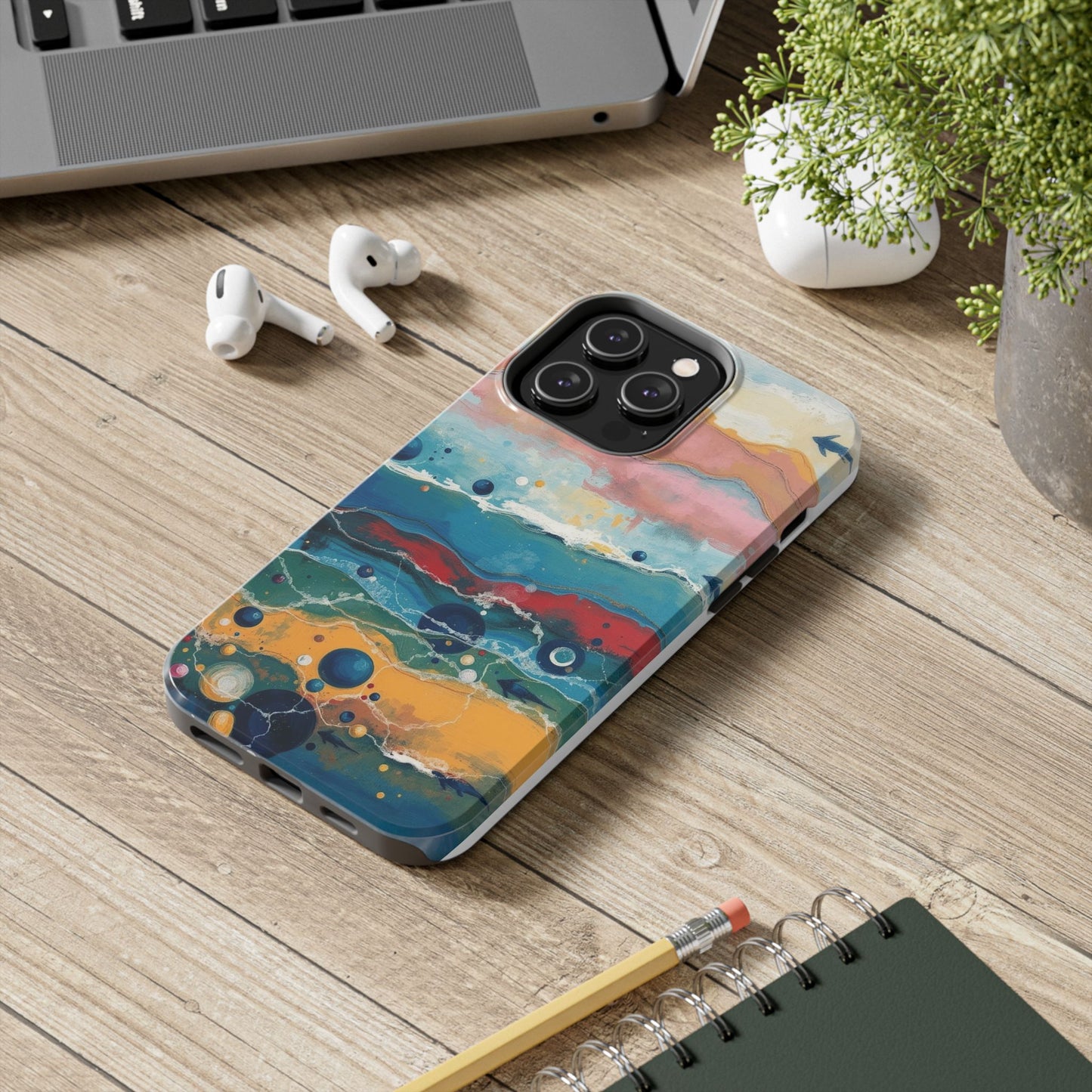 Artistic Tough Phone Case - Vibrant Waves Design for Unique Style