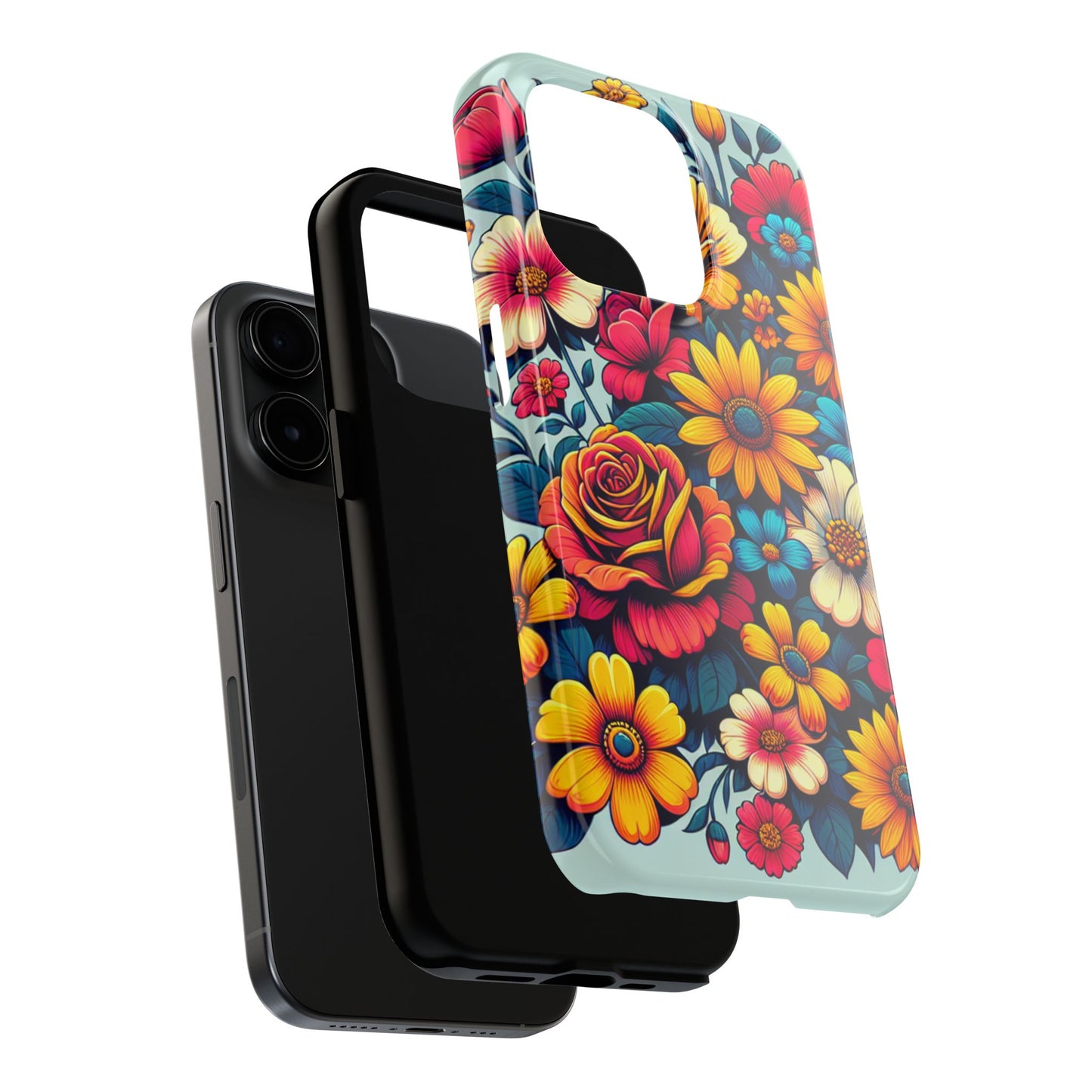 Vibrant Floral Tough Phone Case - Colorful Flower Design - for iPhone