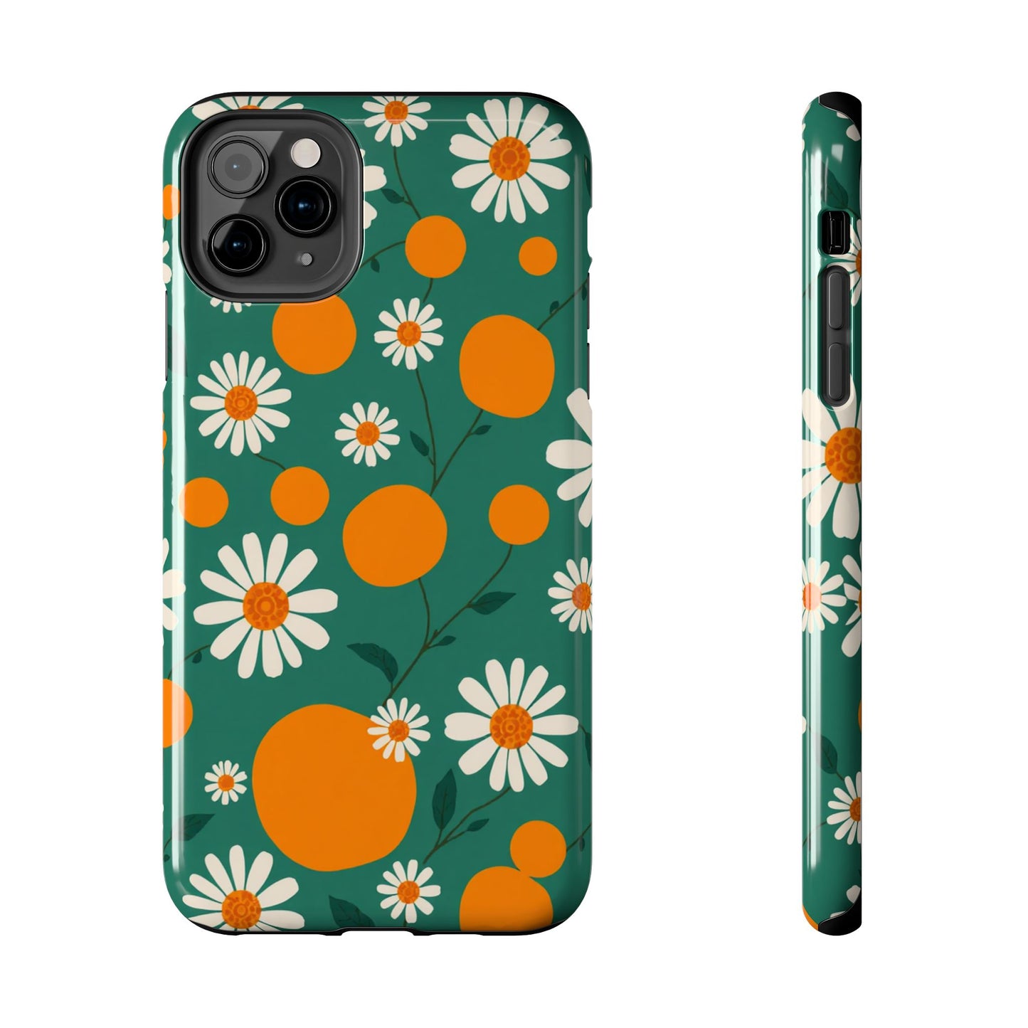 Floral Tough Phone Case - Daisy & Orange Design