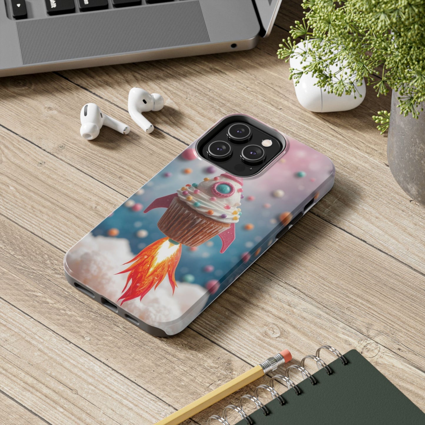Whimsical Rocket Cupcake Phone Case - Fun Protective Case for Kids and Teens