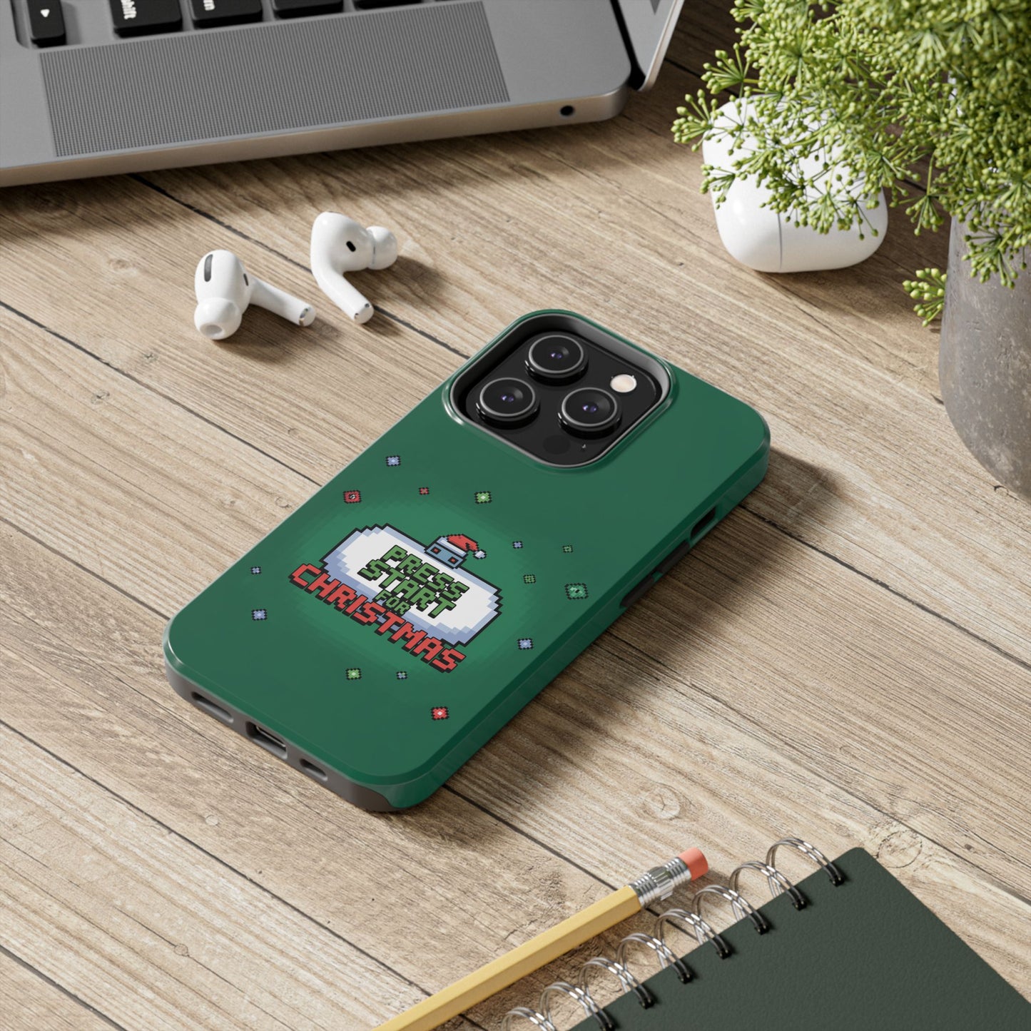 Christmas Pixel Gaming Phone Case - Press Start for Christmas Design
