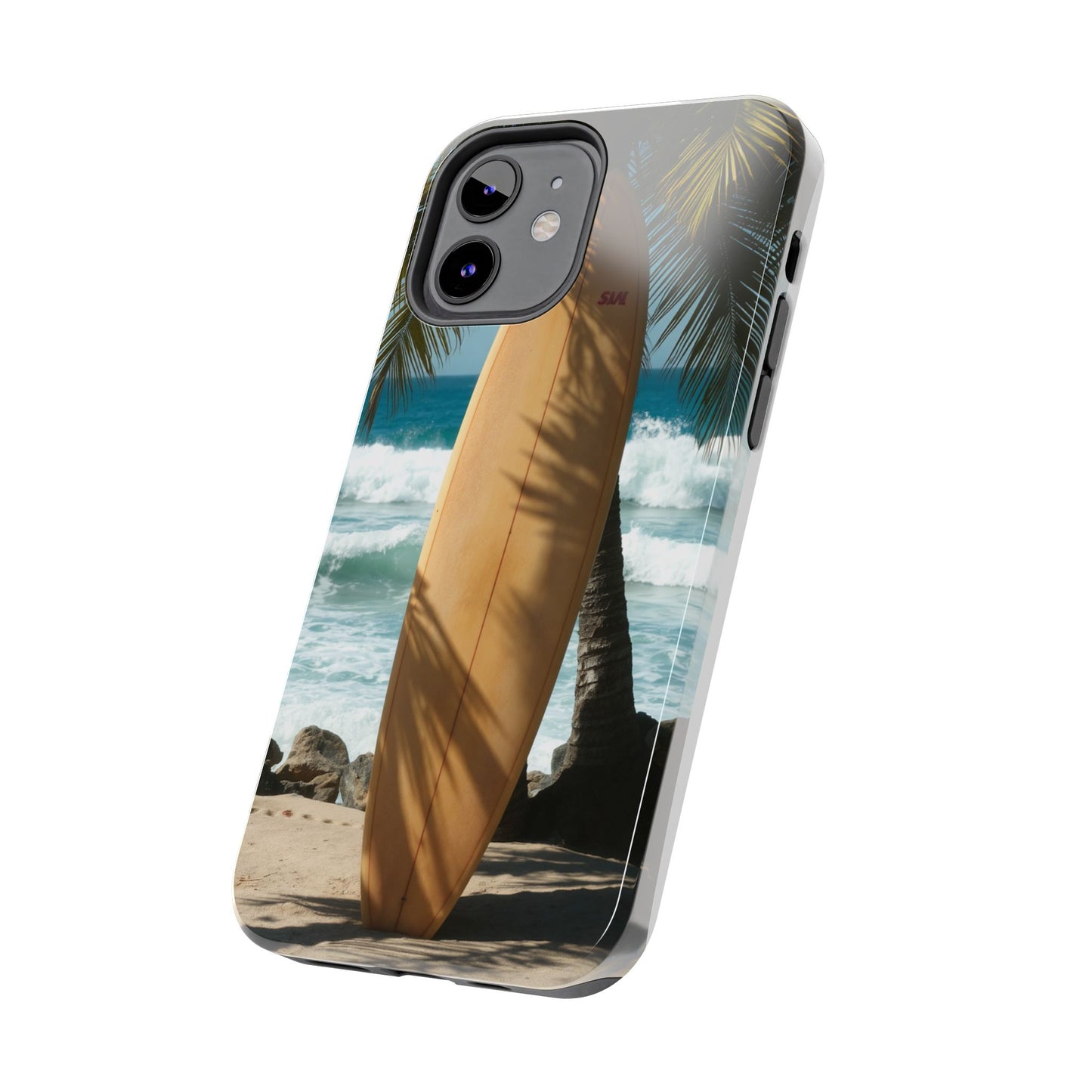 Tough Surfing Phone Case - Beach Vibes with Palm Trees & Surfboard