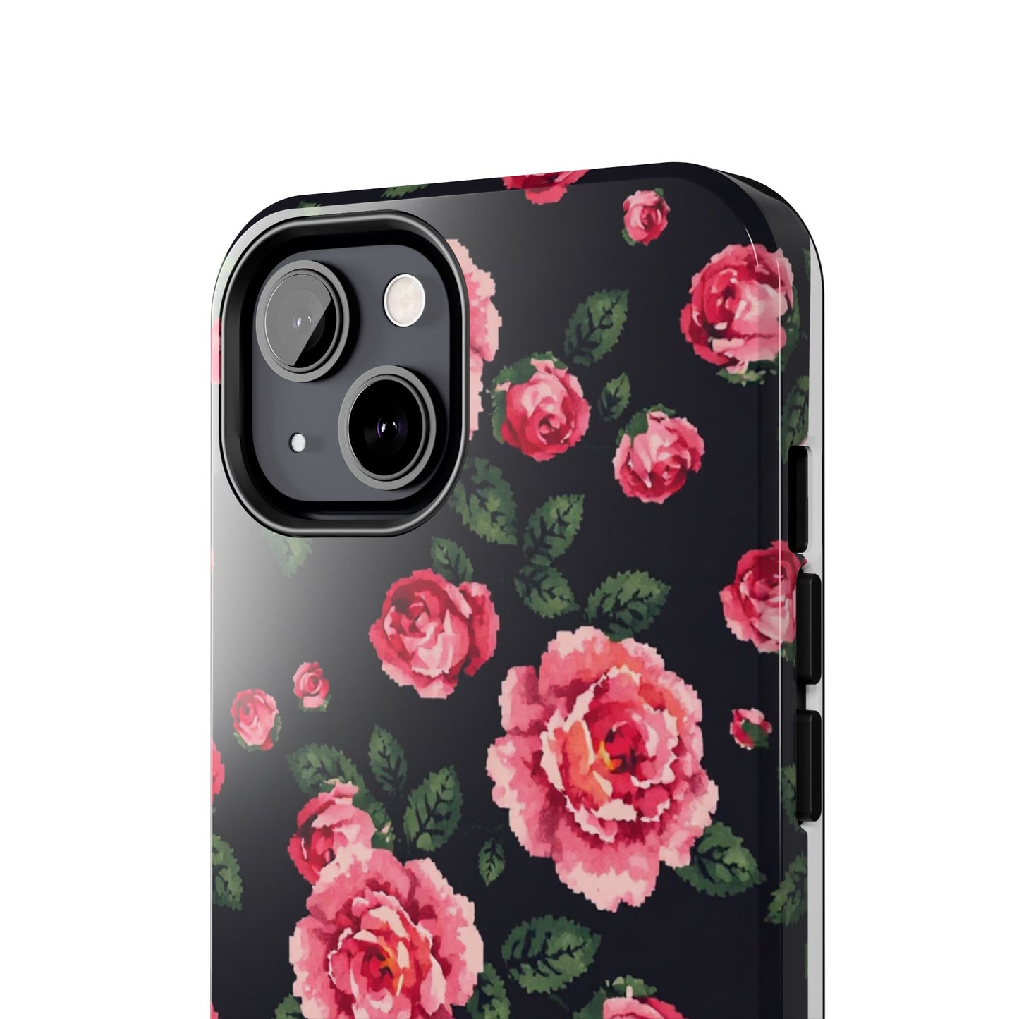 Pixelated Floral Tough Phone Case - Elegant Rose Design for Protection & Style - for iPhone