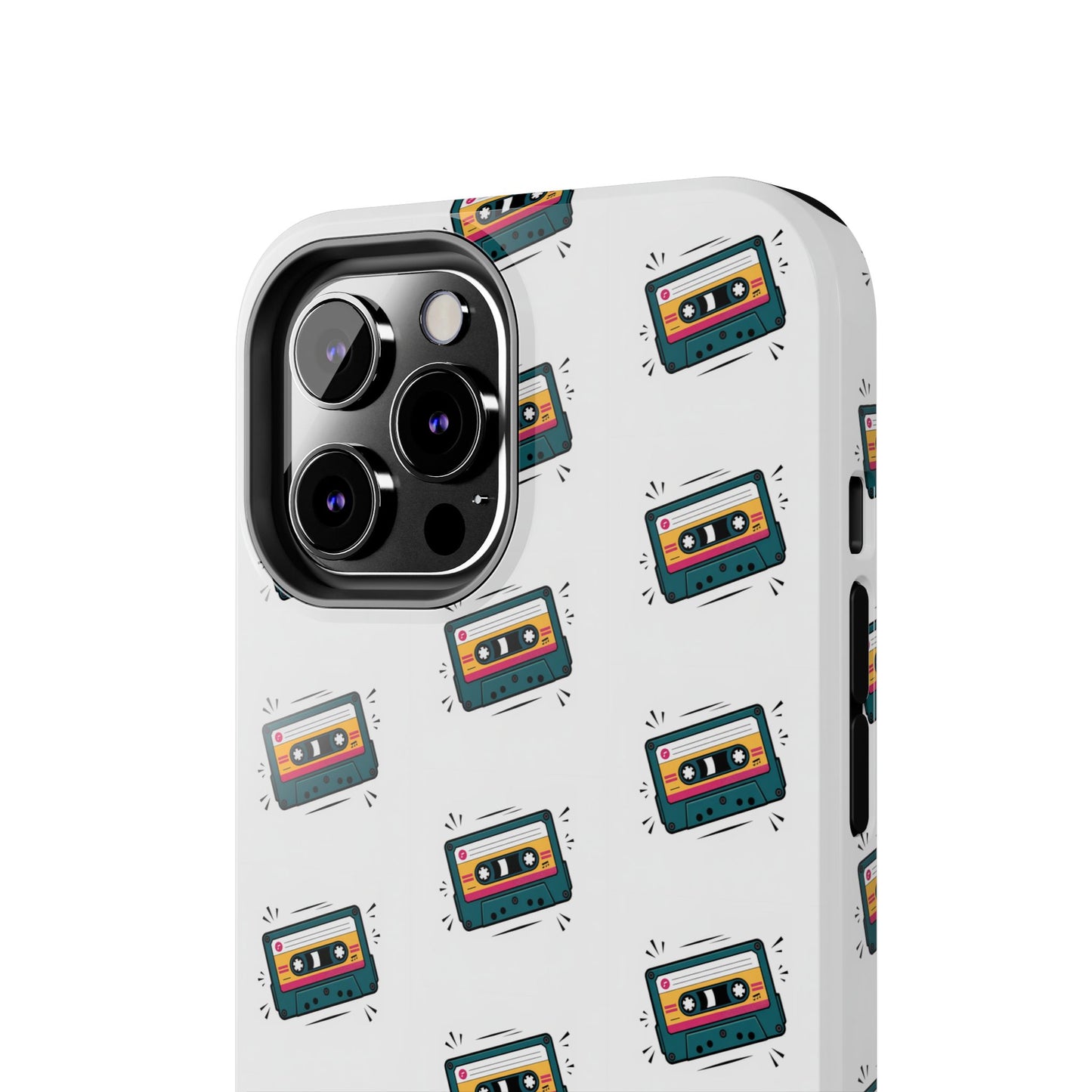 Retro Cassette Tape Phone Case Pattern - White