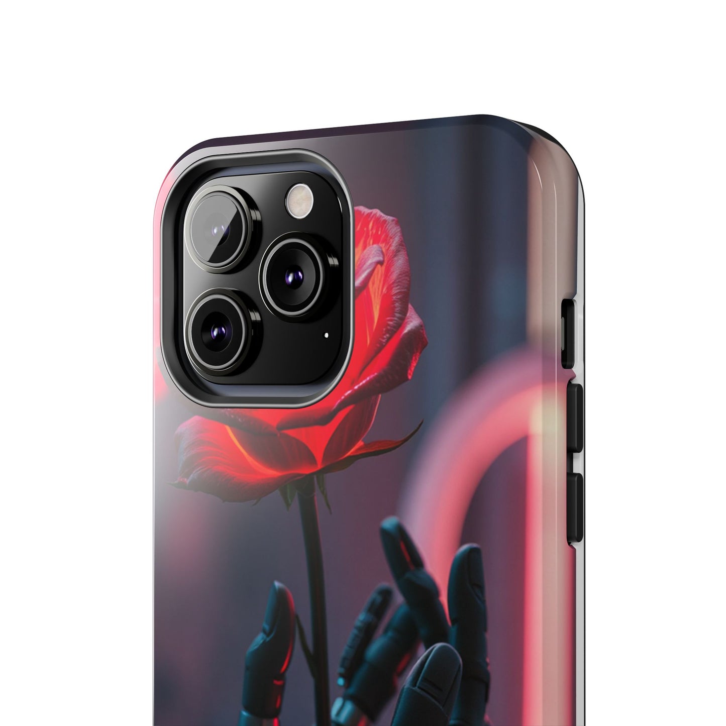 Futuristic Tough Phone Case with Robotic Rose Design | Durable Protection