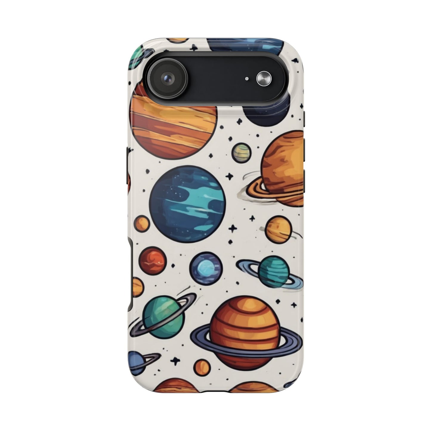 Cosmic Galaxy Tough Phone Case - Planetary Cartoon Design - for iPhone