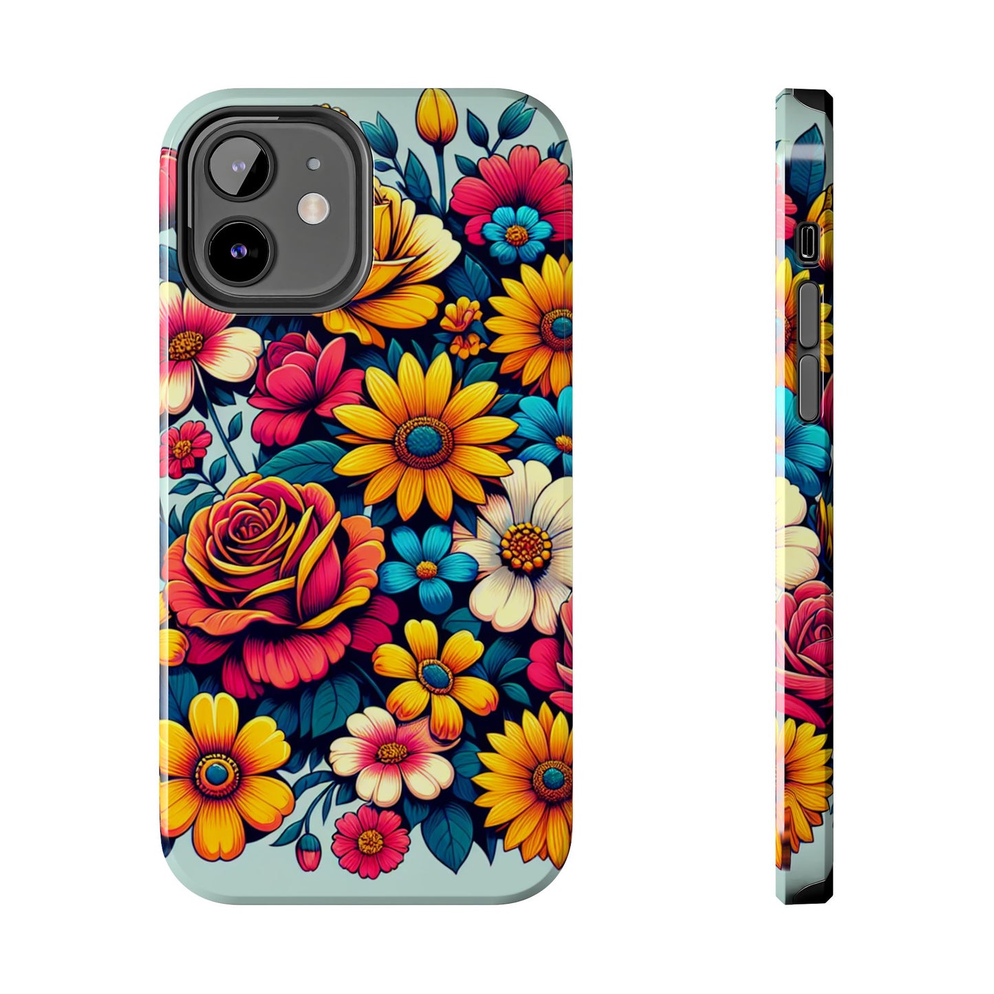 Vibrant Floral Tough Phone Case - Colorful Flower Design - for iPhone