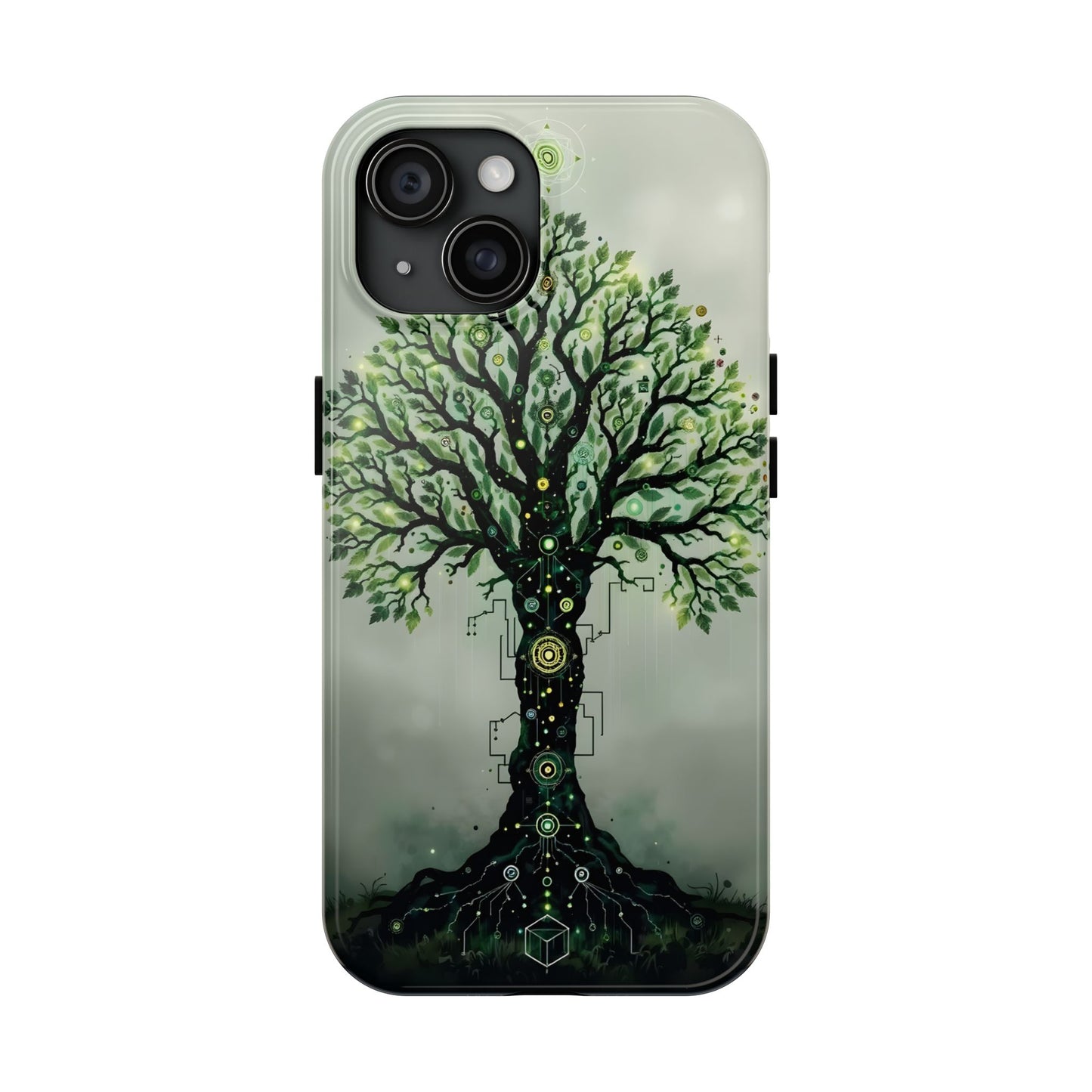 Nature-Inspired Tough Phone Case with Tech Tree Design - for iPhone
