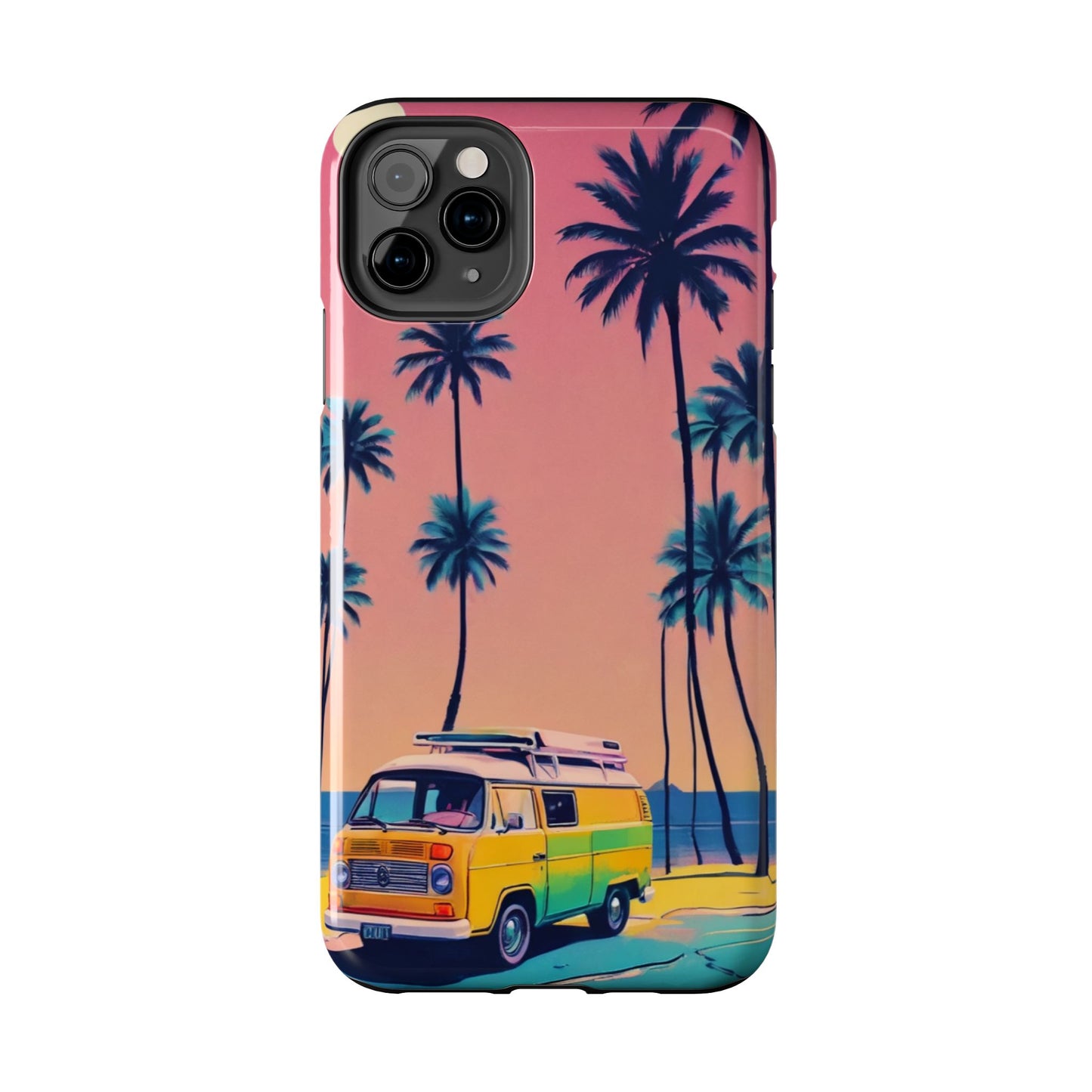 Tropical Beach Vibe Tough Phone Case - Vintage Van Design - for iPhone