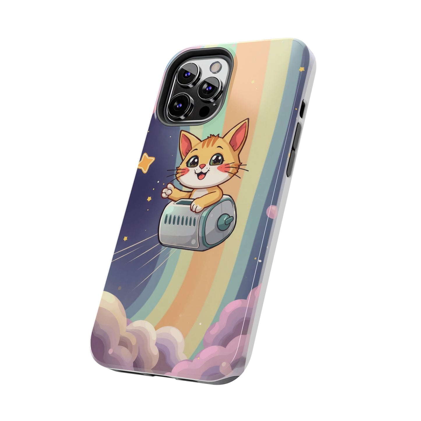Cute Cat Rocket Phone Case - Vibrant and Playful Tough Case