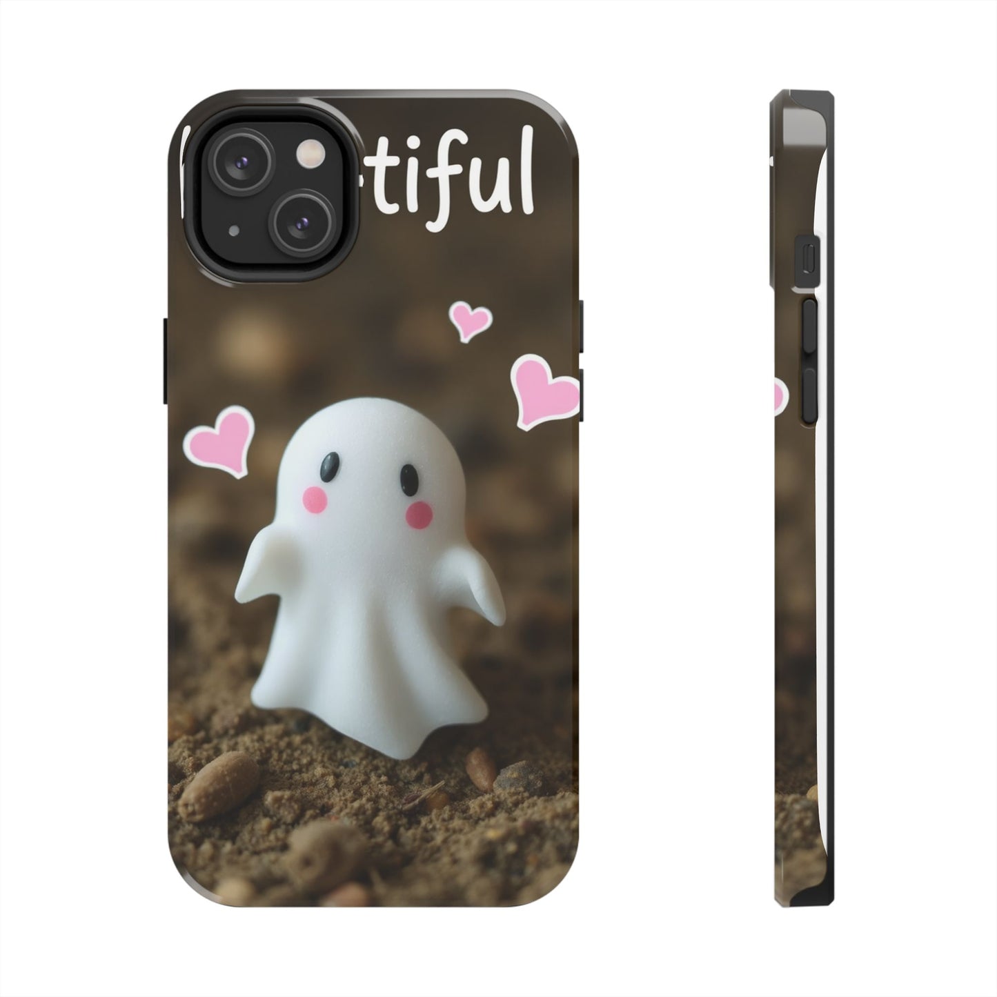 Cute Ghost Tough Phone Case - Beautiful Design with Heart Accents