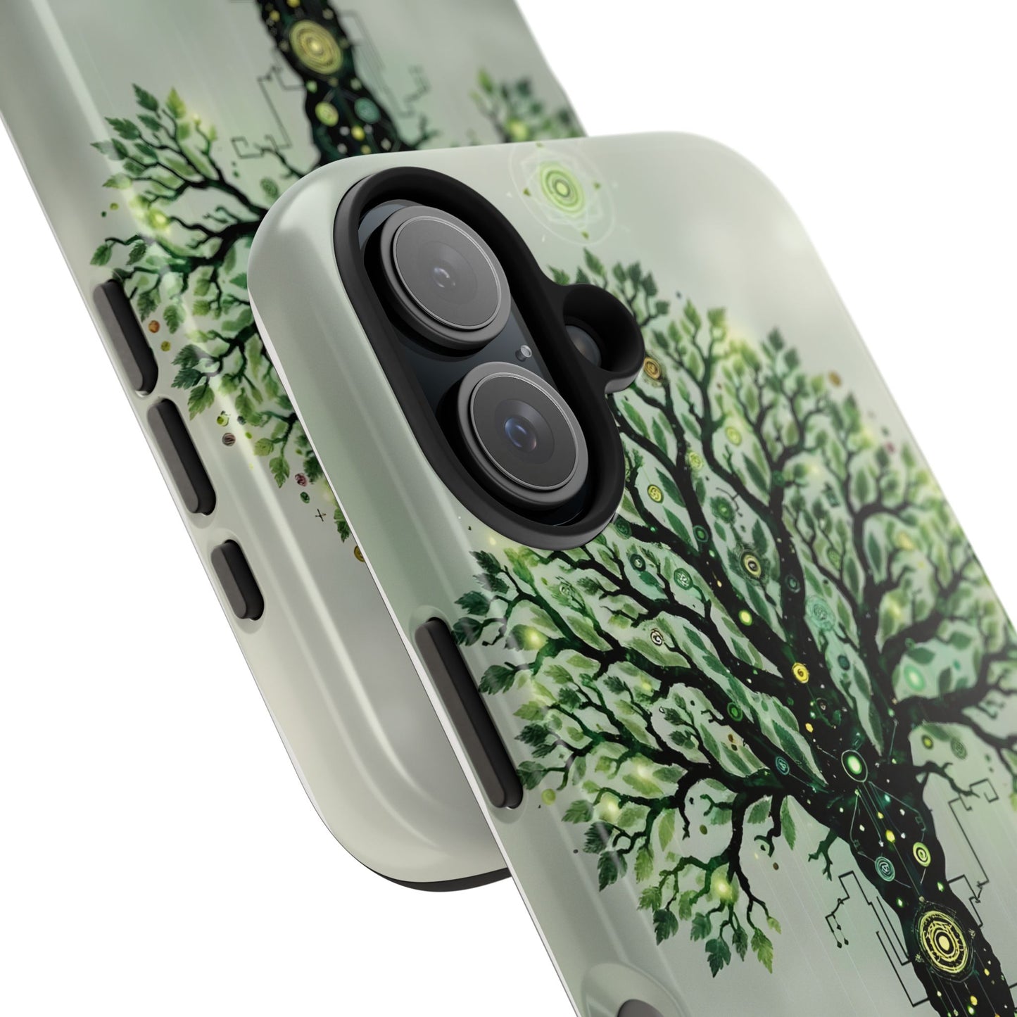 Nature-Inspired Tough Phone Case with Tech Tree Design - for iPhone